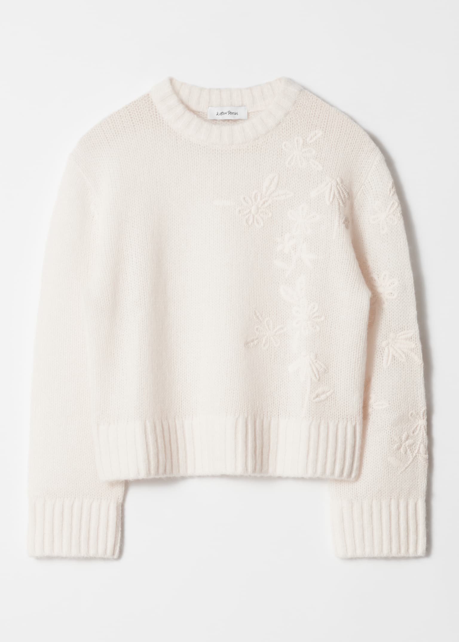 Suéter bordado en mezcla de mohair - Blanco