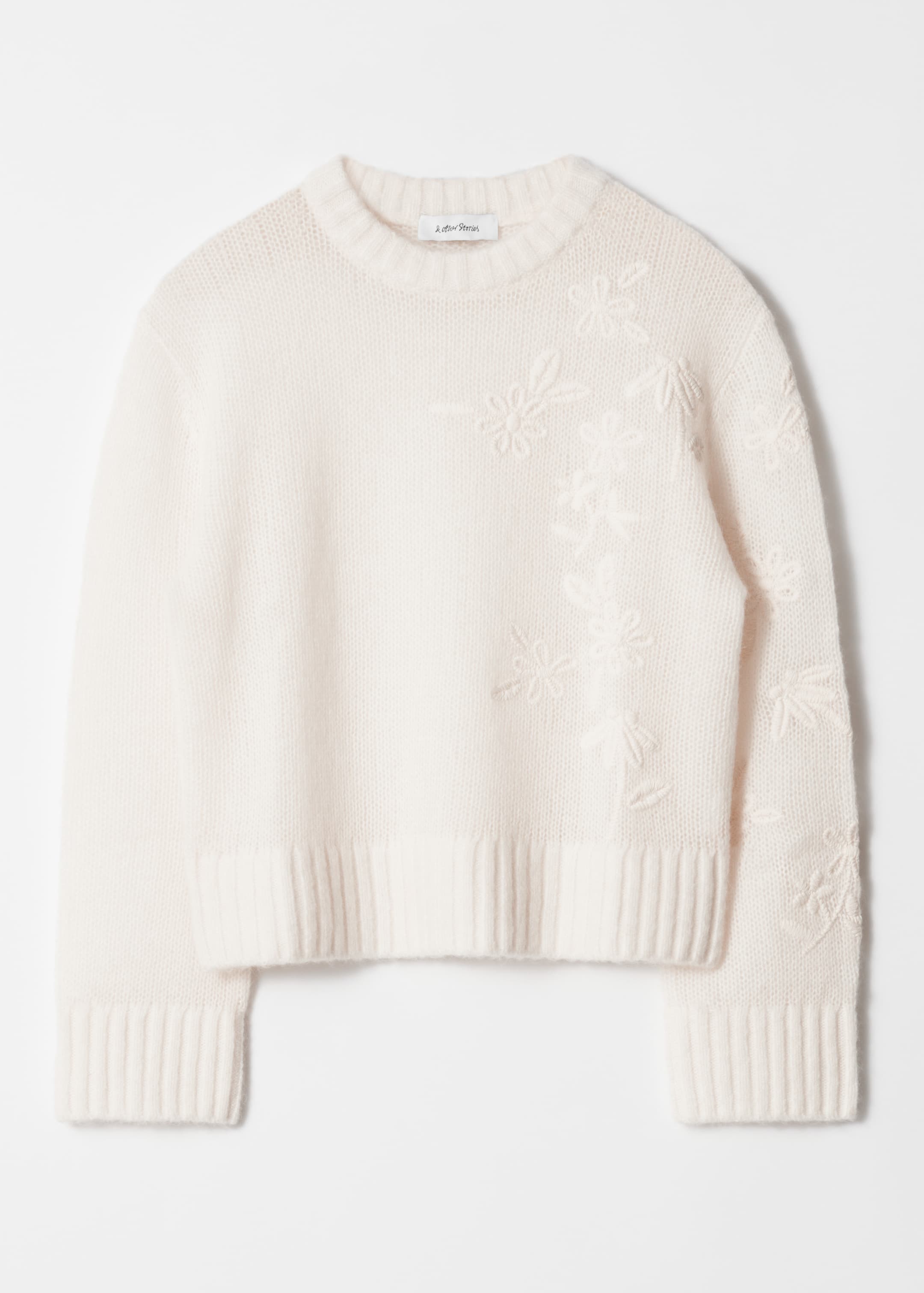 View larger image: Embroidered Mohair-Blend Sweater - White - Ladies | H&M GB 1