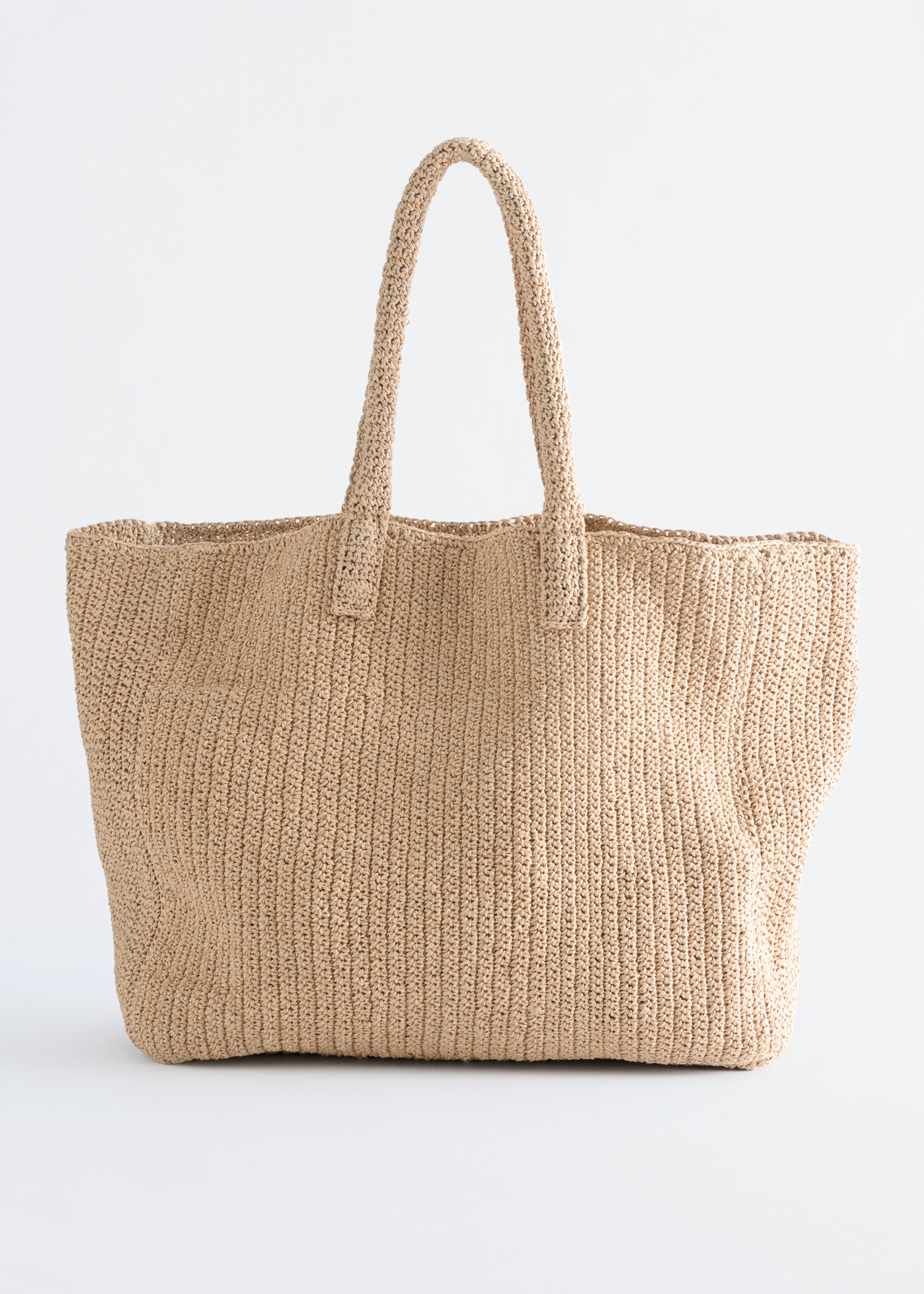 Sac cabas en paille de papier - Beige/Rouge/Marron foncé