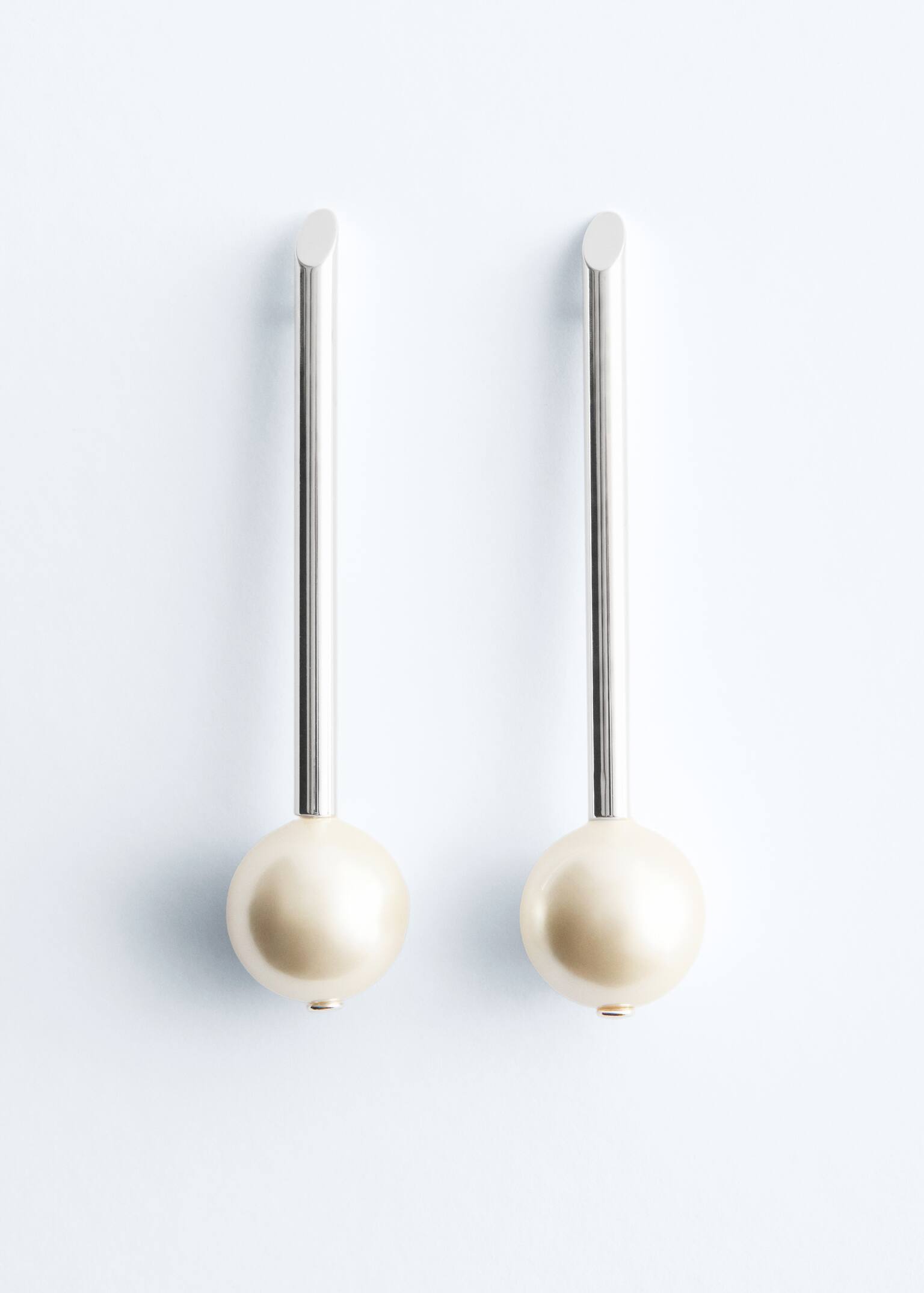 Ohrhänger mit Kunstperlen - Creme/Silber