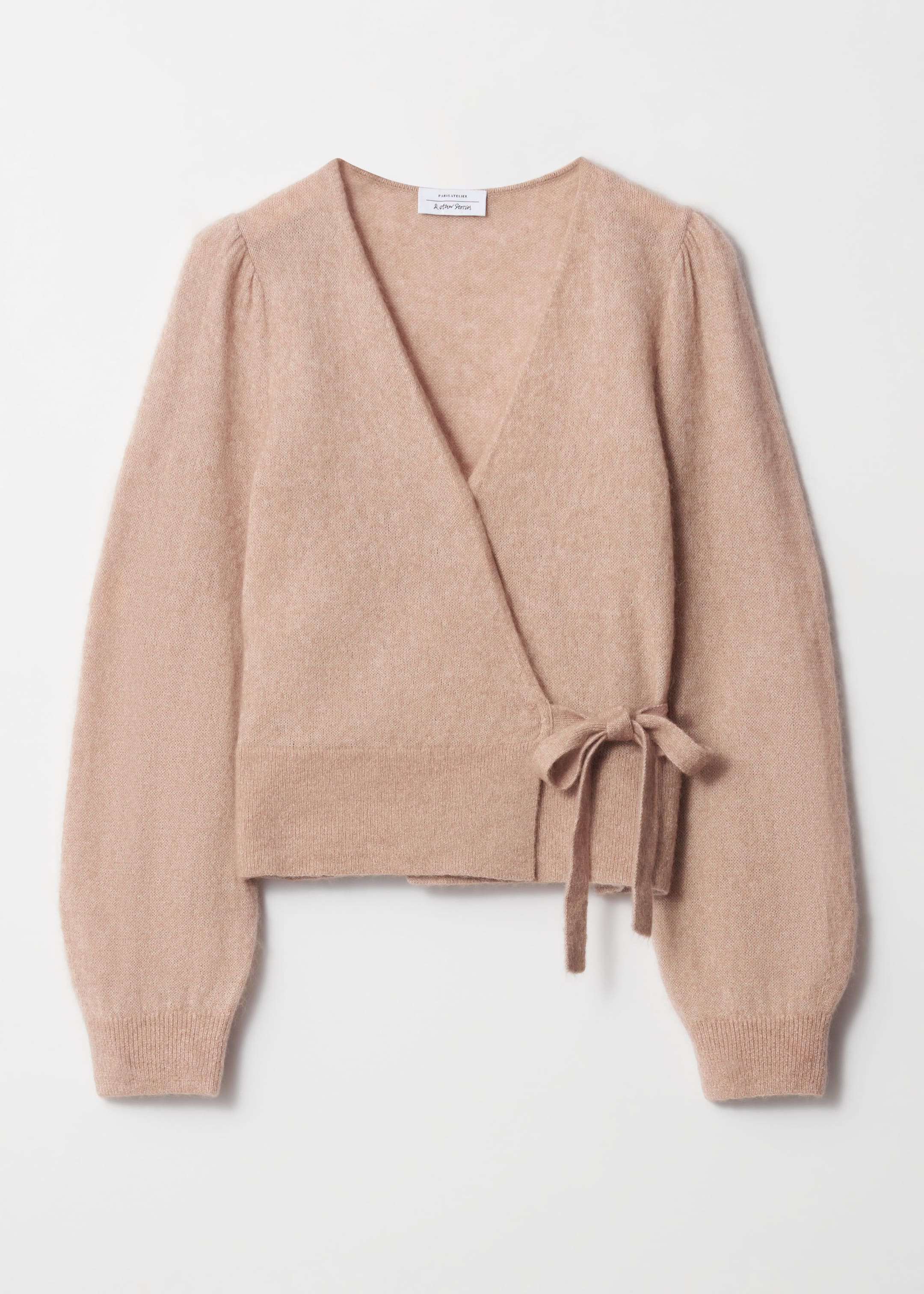 Visa större bild: Stickad omlottkofta - Beige - DAM | H&M SE 1