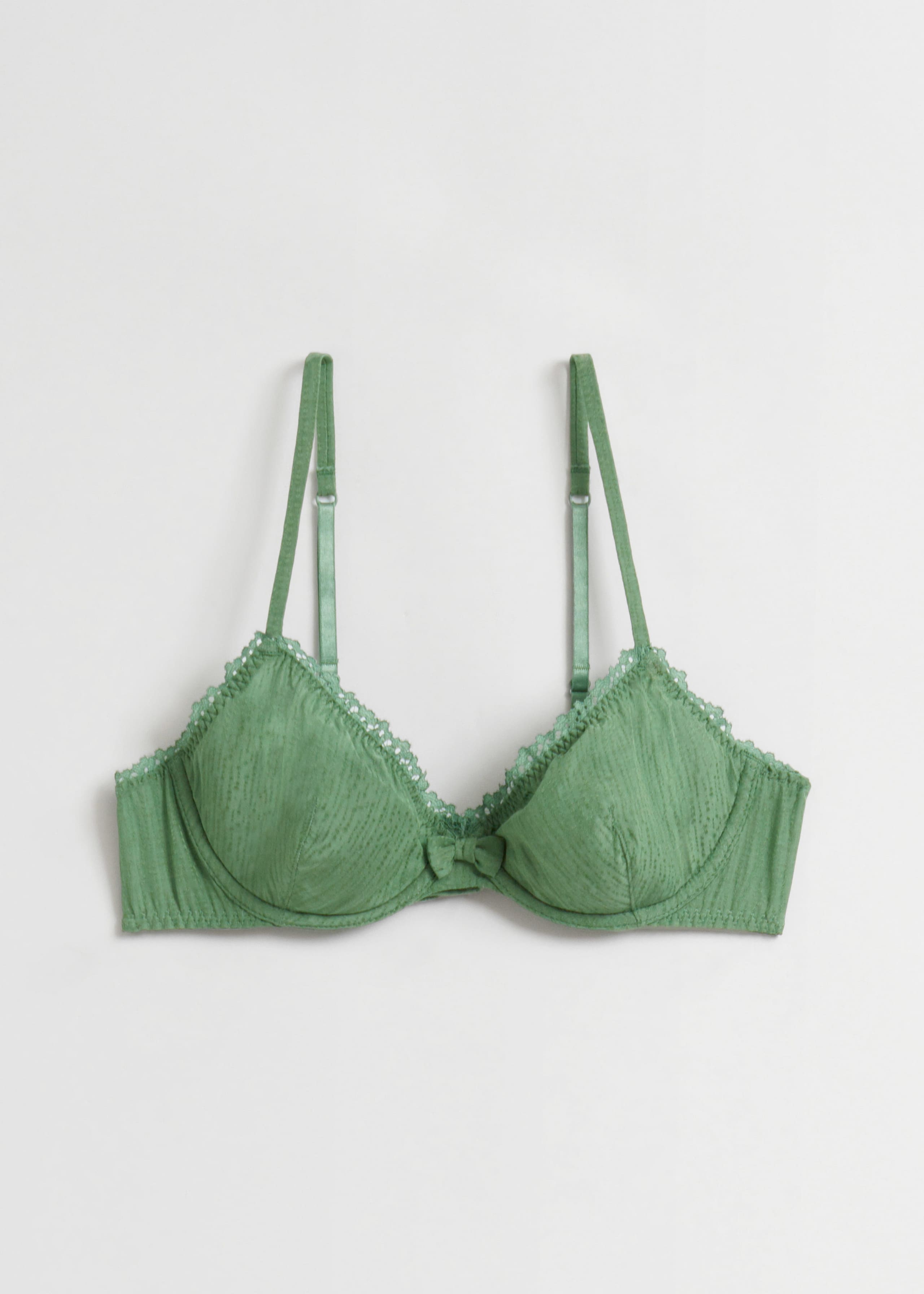 Lace-Trimmed Underwire Bra - Emerald green - Still Life