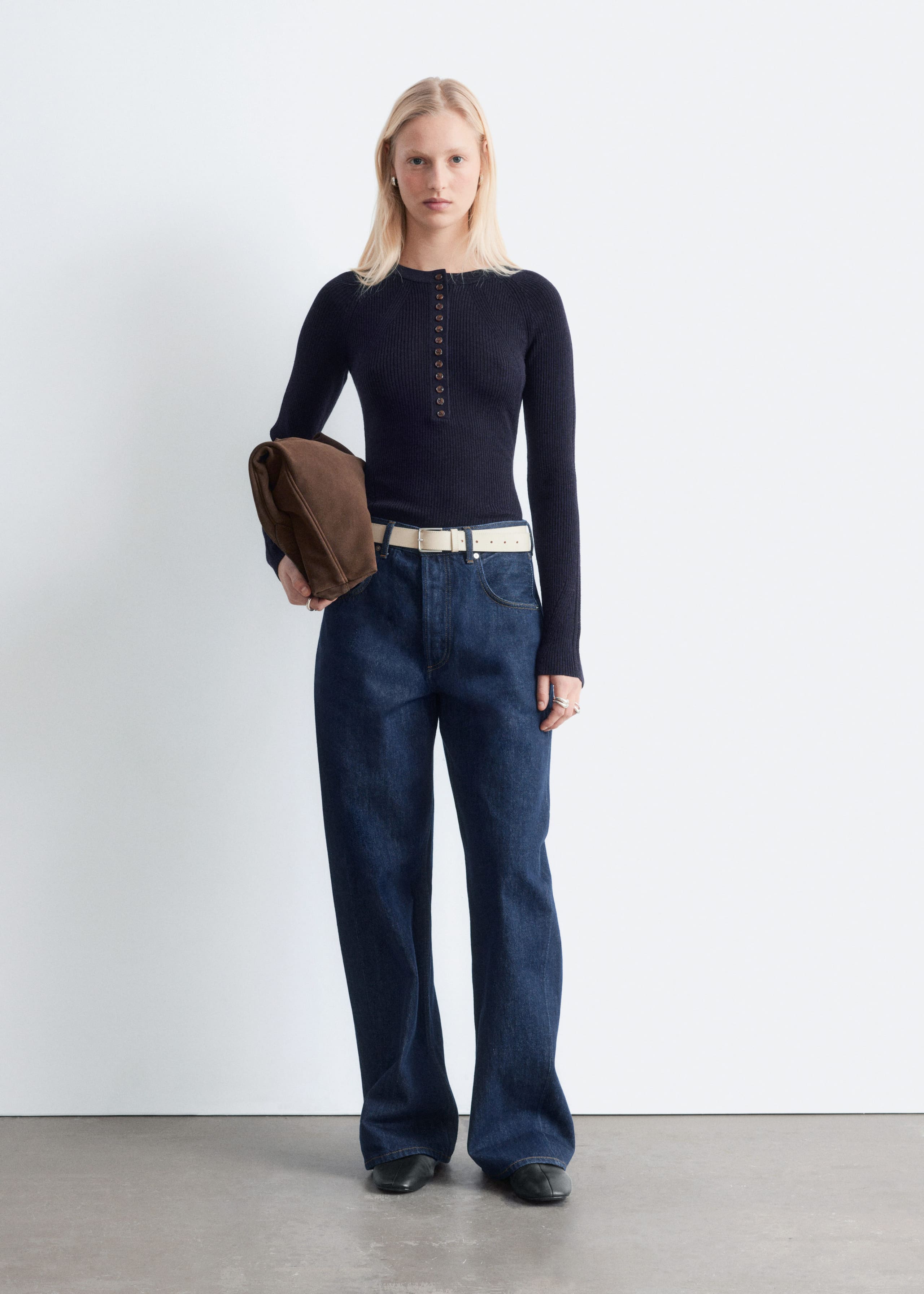 Image of Half-Placket Wool Top