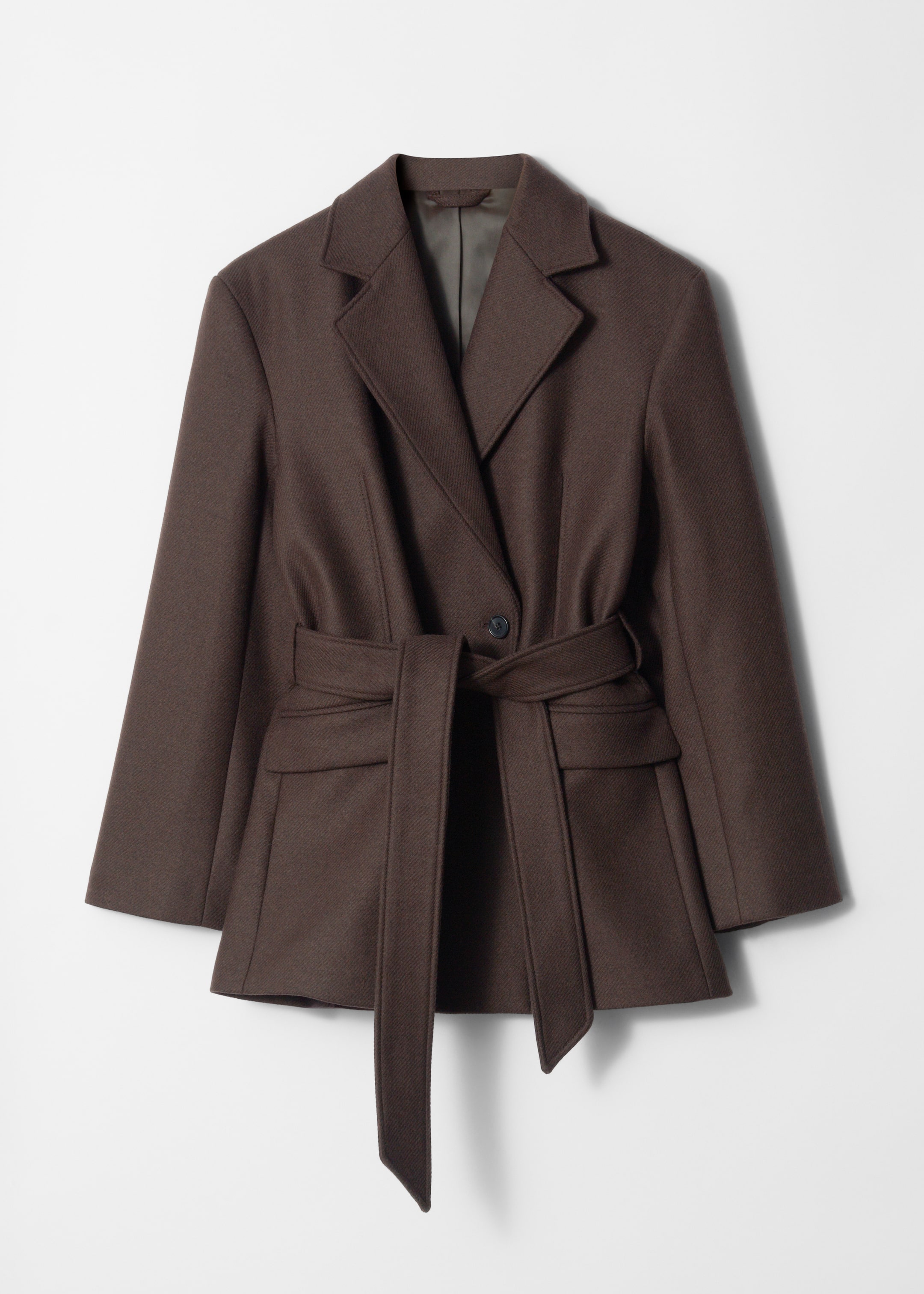 Agrandir l'image: Blazer ceinturé en laine - Marron foncé - FEMME | H&M FR 1