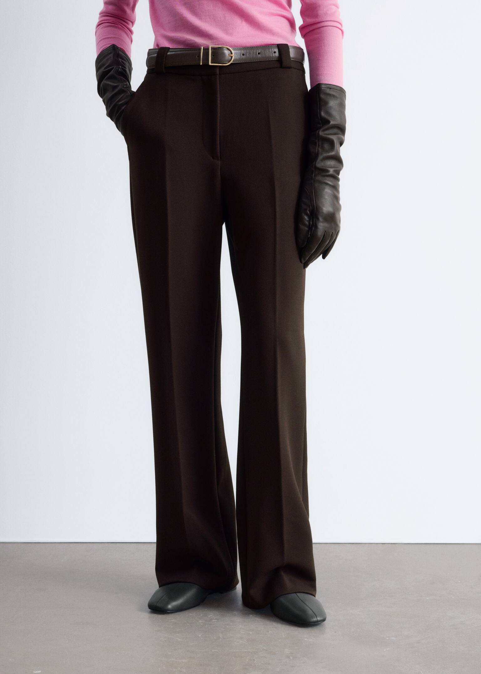Wide Press-Crease Trousers - Tummanruskea/Musta/Tummanpunainen/Tummansininen/Kerma/Khaki - 6