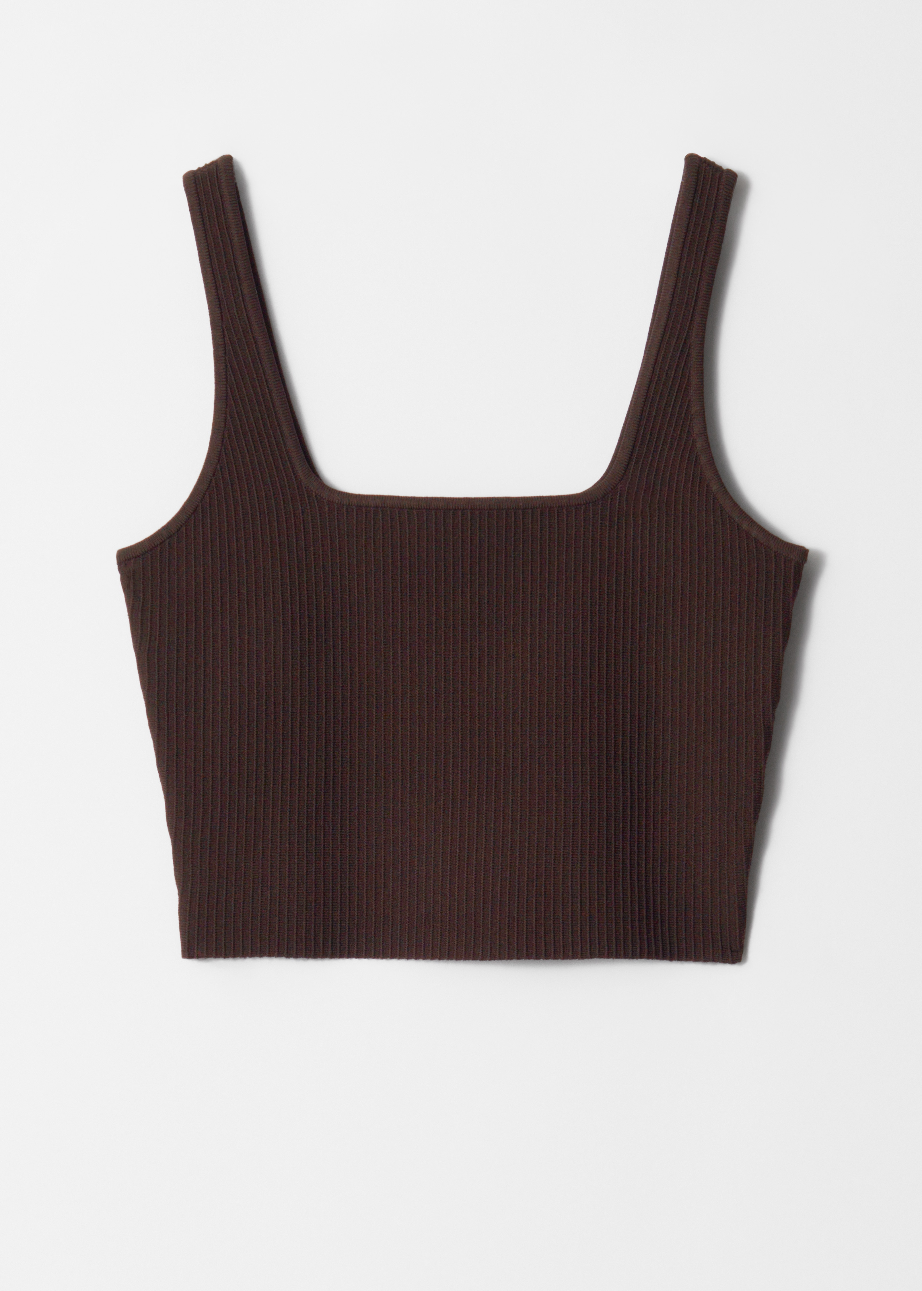 Cropped Top - Tmavě hnědá/Bílá