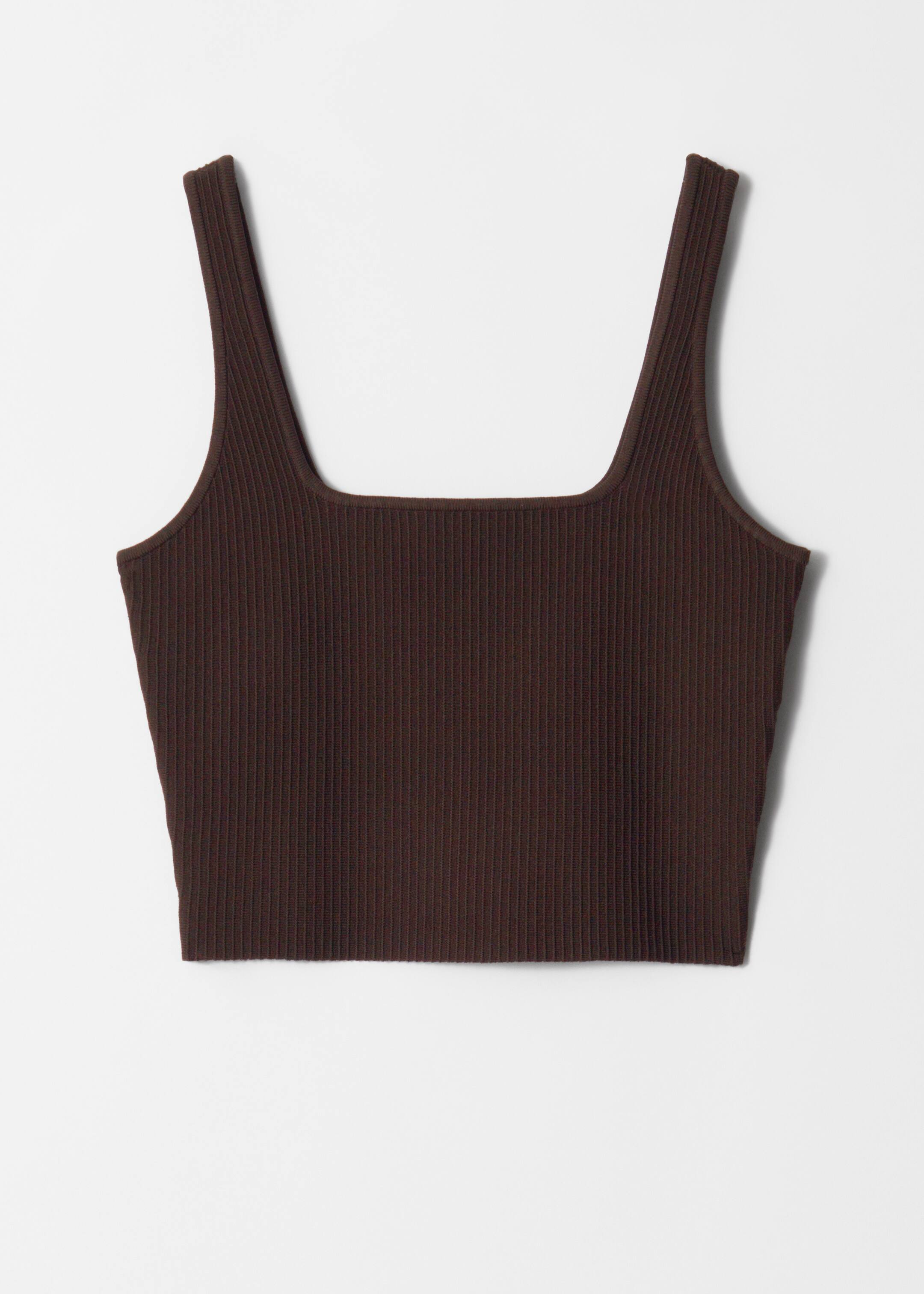 Ver imagen más grande: Camiseta recortada - Marrón oscuro - MUJER | H&M ES 5