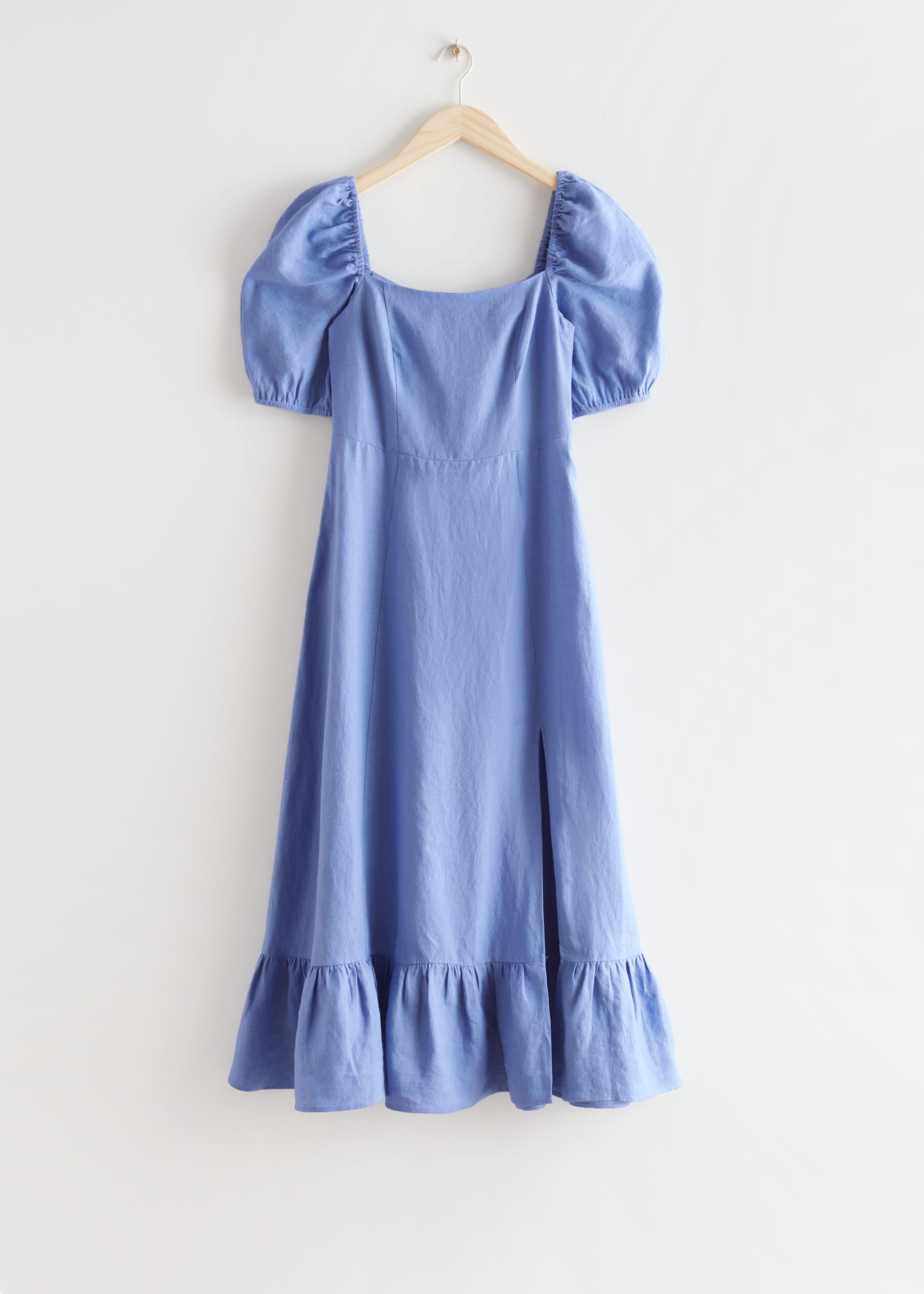 LinenPuffSleeveMidiDress - Brown - Natura morta