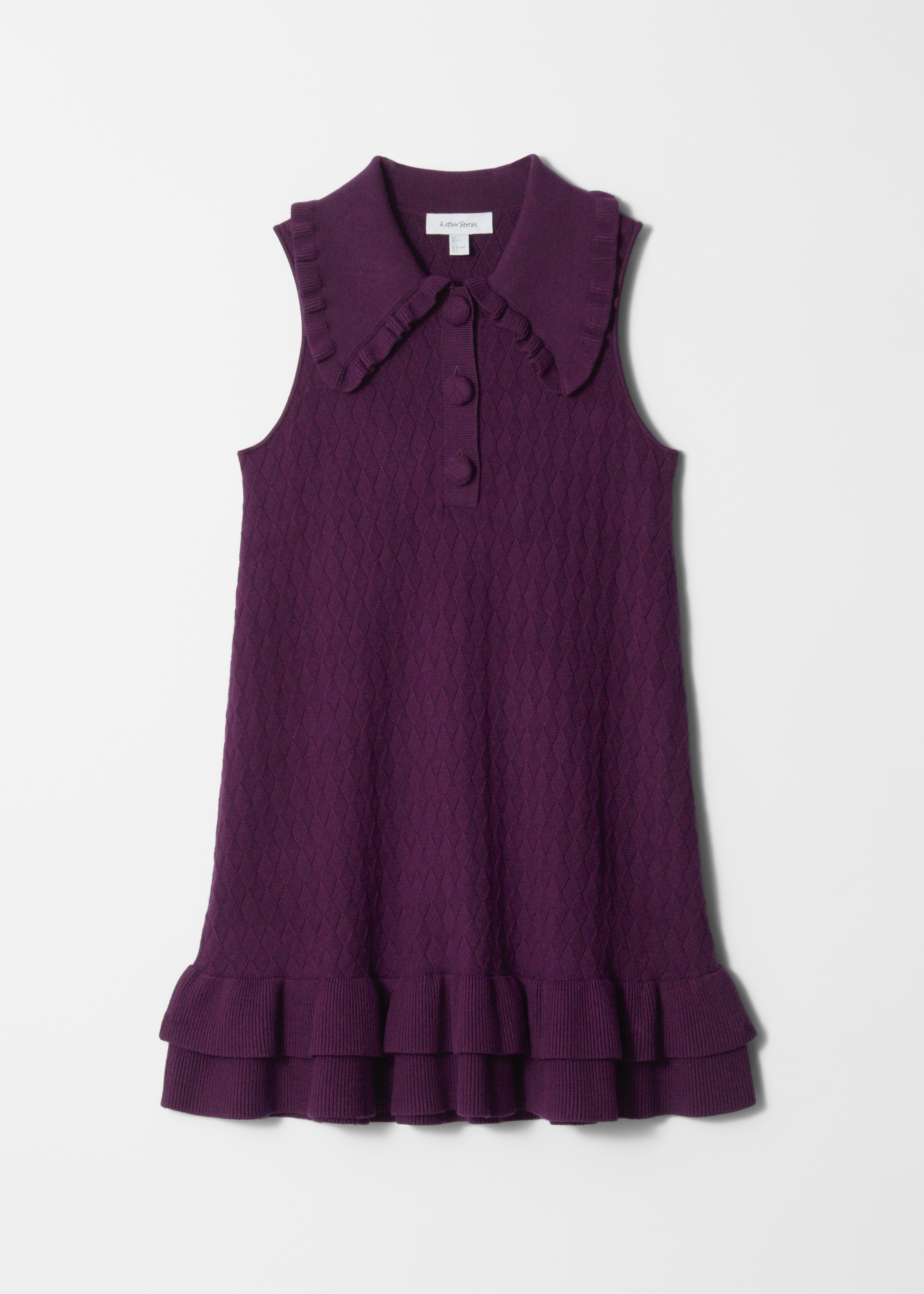Robe courte à volants en maille - Violet foncé