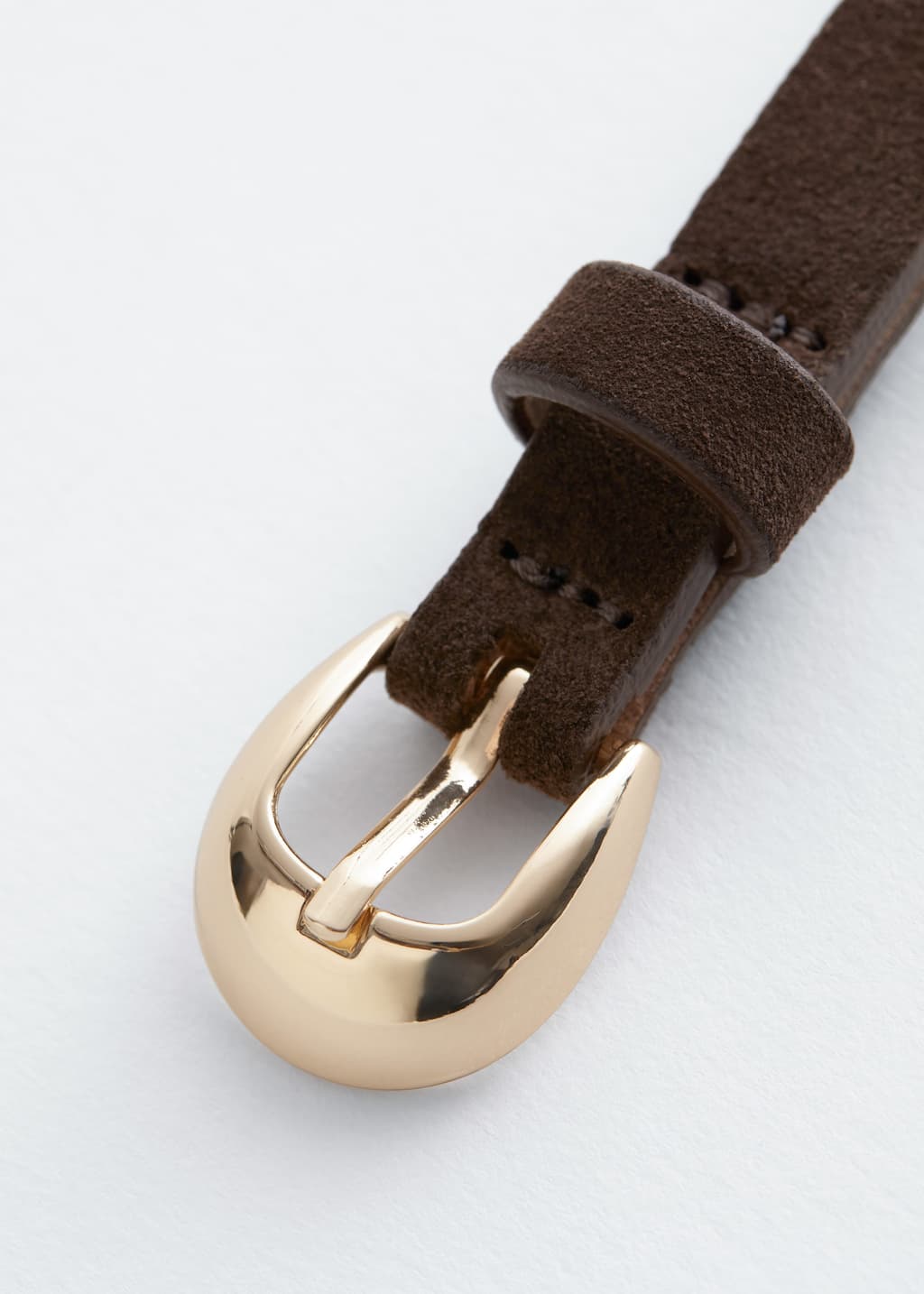 Image of Ceinture en cuir à boucle en forme de croissant