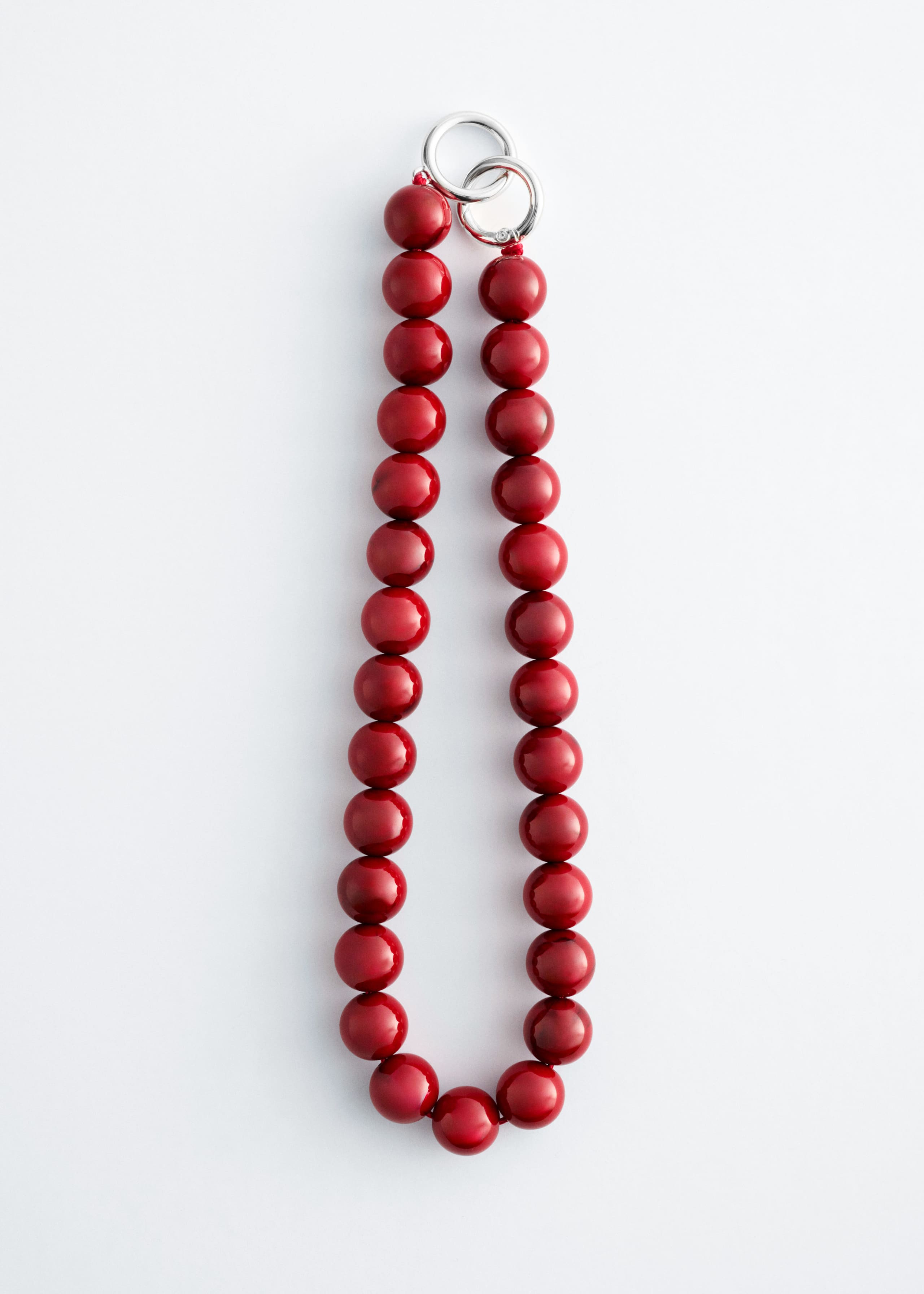 Short Stone Bead Necklace - Red - Still Life