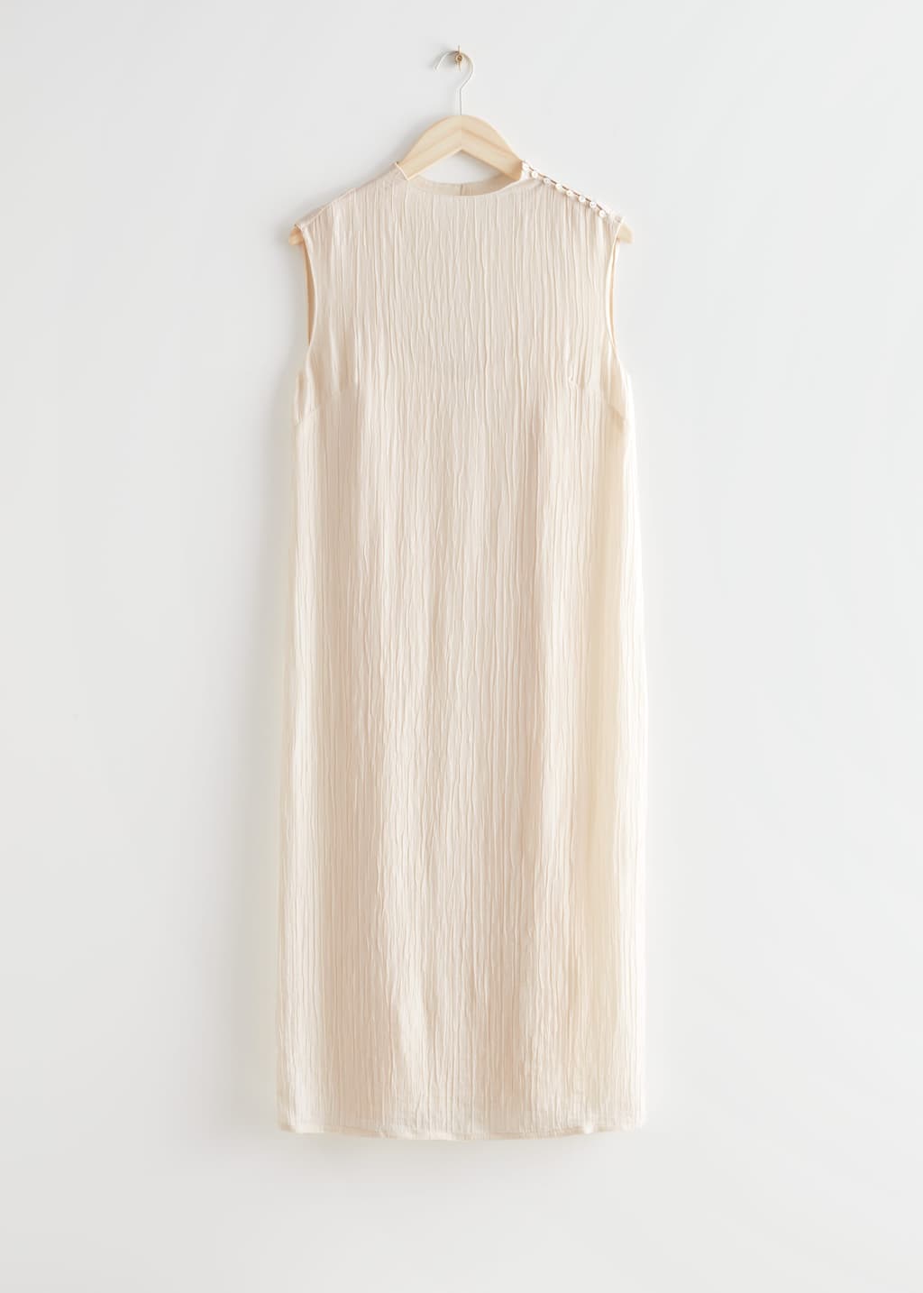 Crinkled Mock Neck Midi Dress - Cream - Still Life