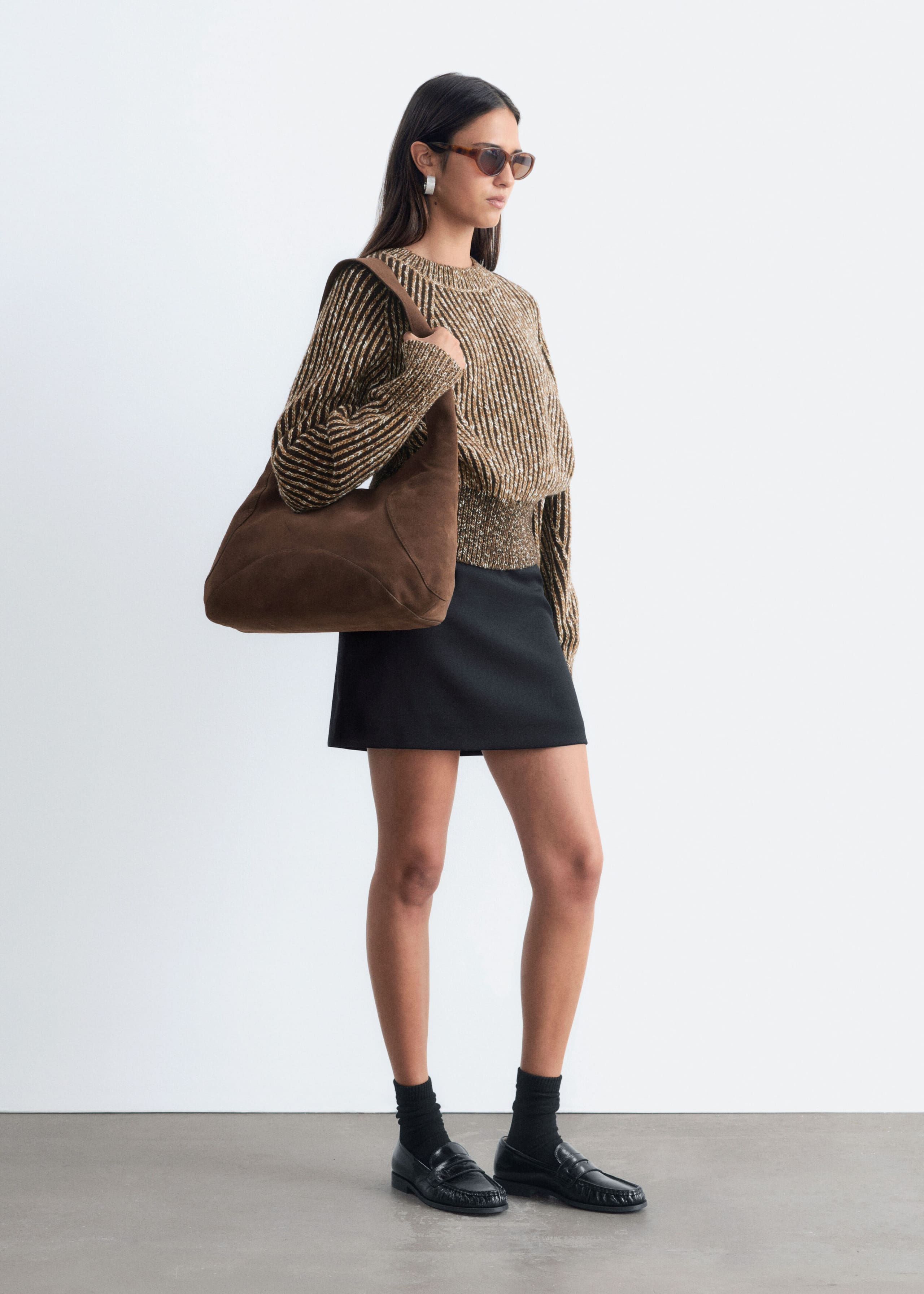 Wool-Cotton Jumper - Brown Melange - Still Life
