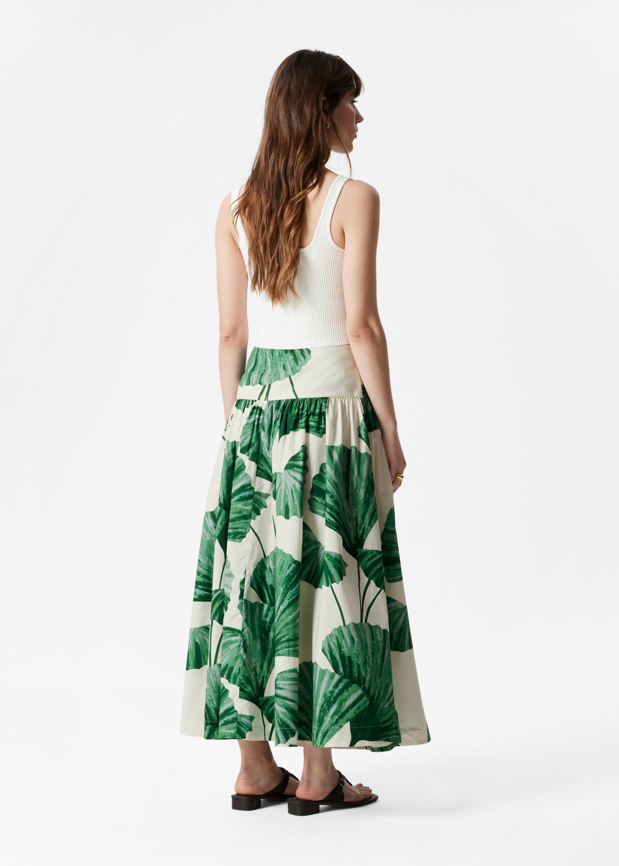 Größeres Bild anzeigen: Midirock in A-Linie - Grün/Weiß - Ladies | H&M AT 3