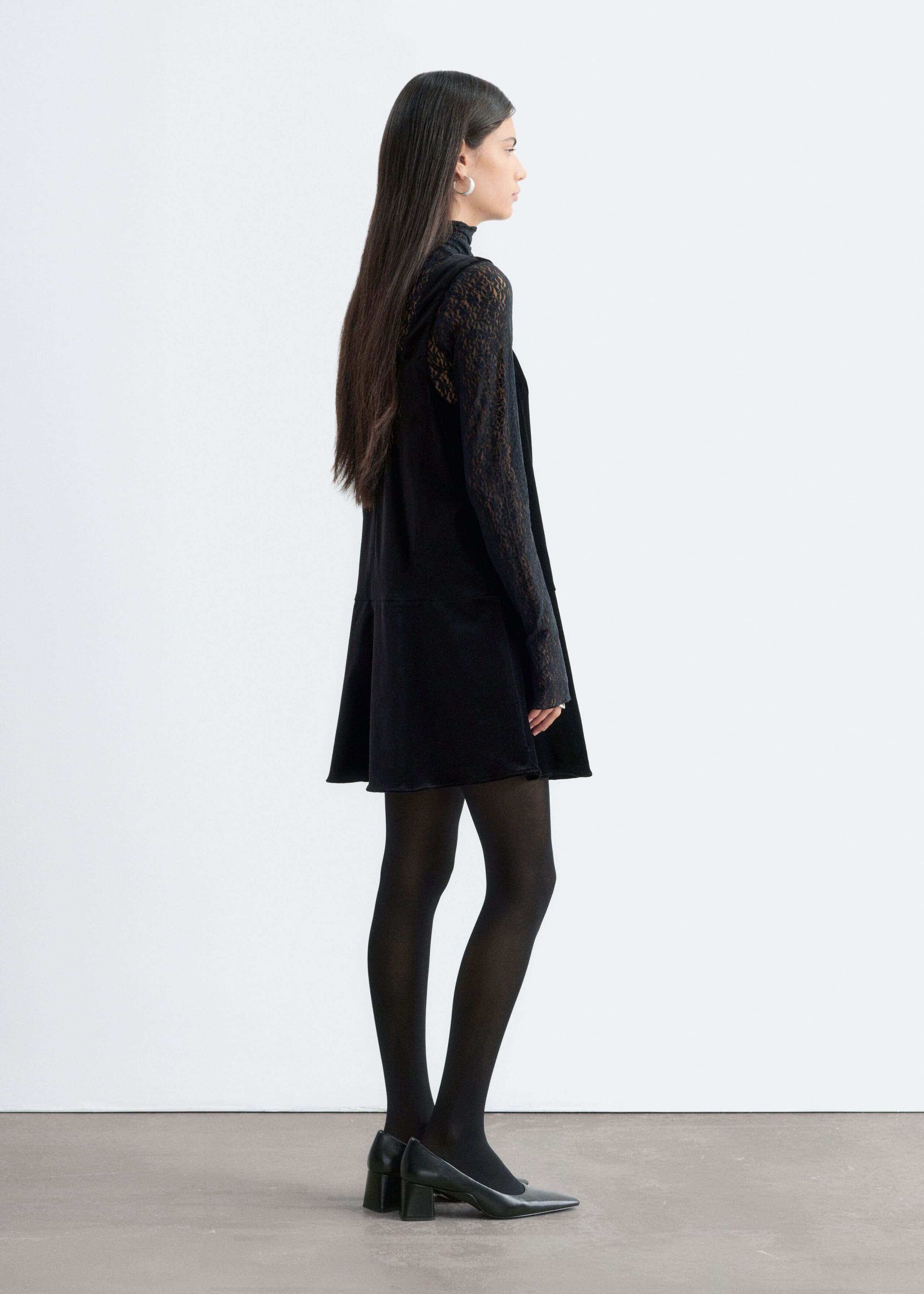 Velvet Mini Dress - Black - Lookbook