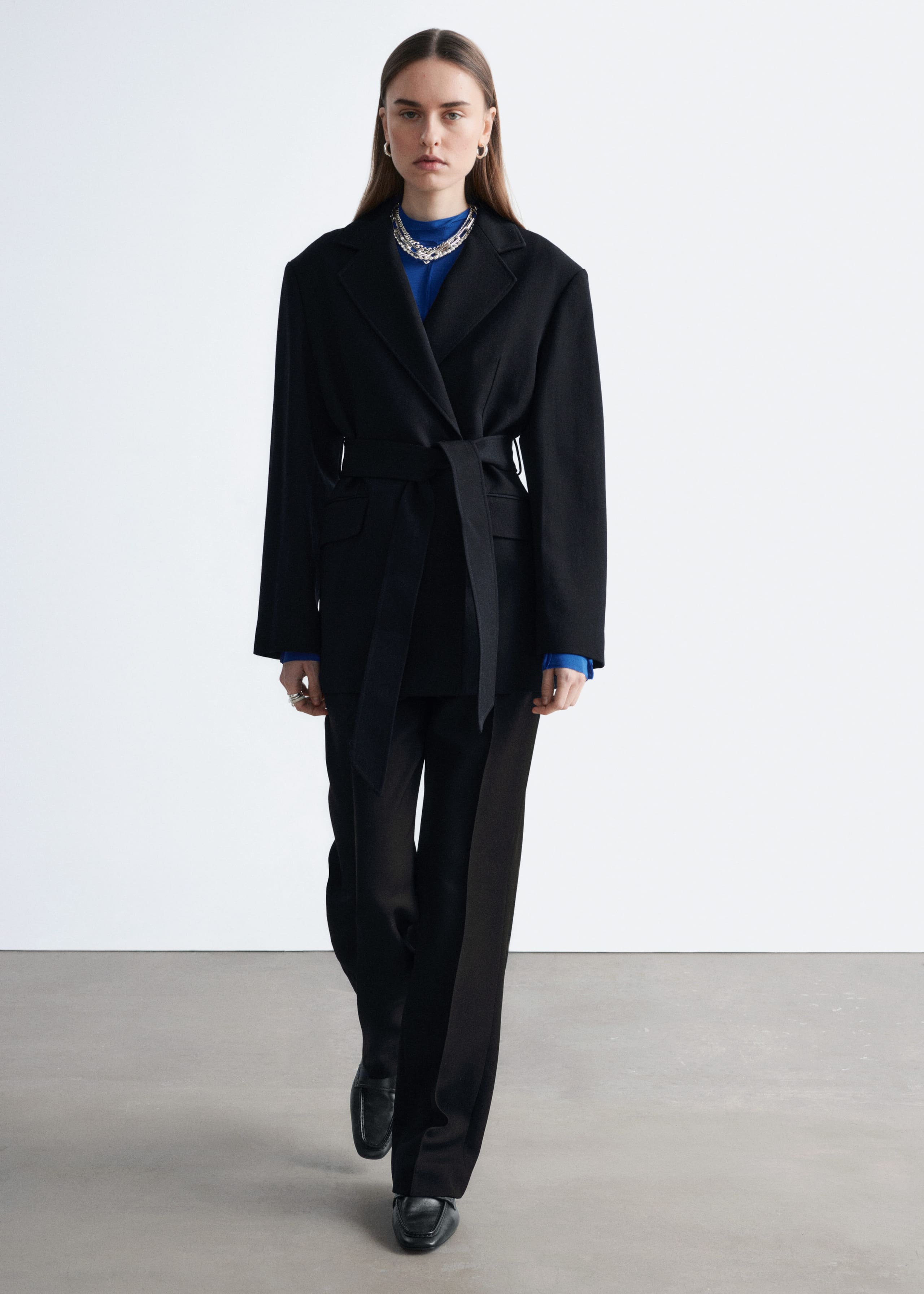 Image of Wool Tie-Belt Blazer