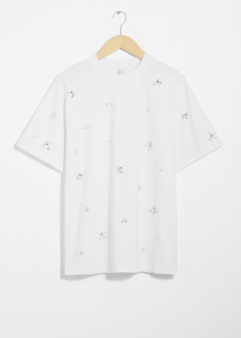 Camiseta con apliques florales - Gris jaspeado - Bodegón