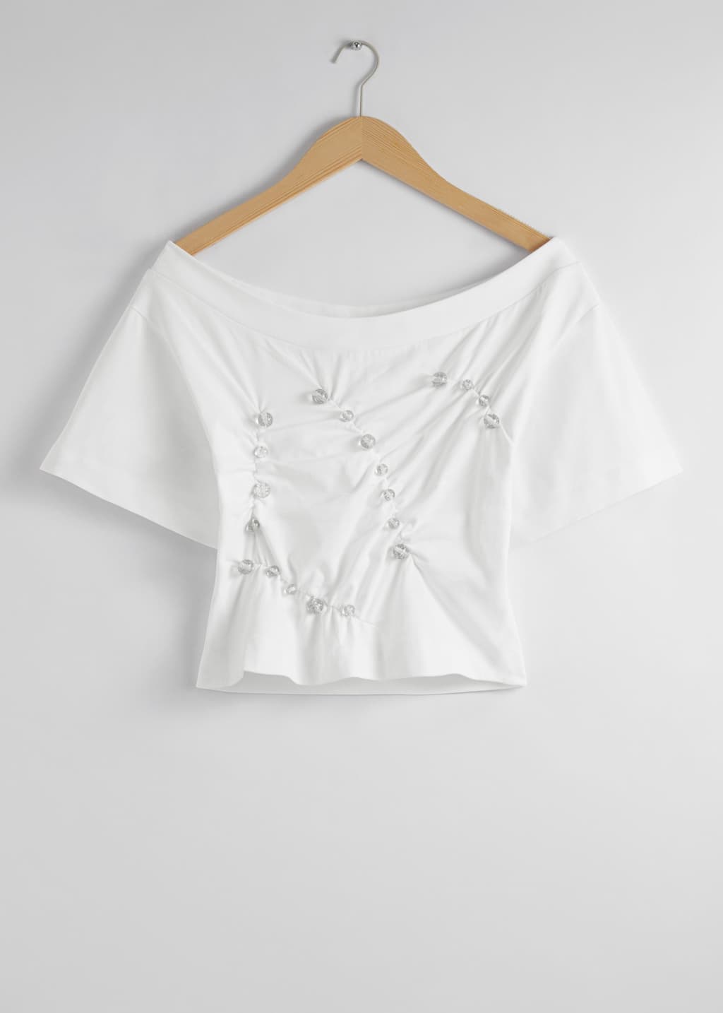 Beaded Off-Shoulder Top - White - Still Life