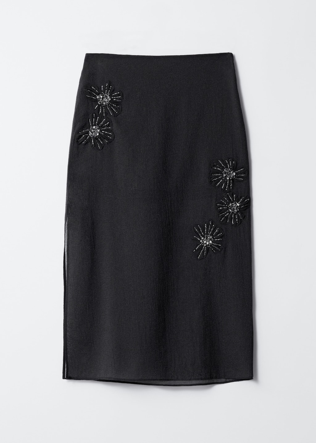 Jupe midi transparente à ornements