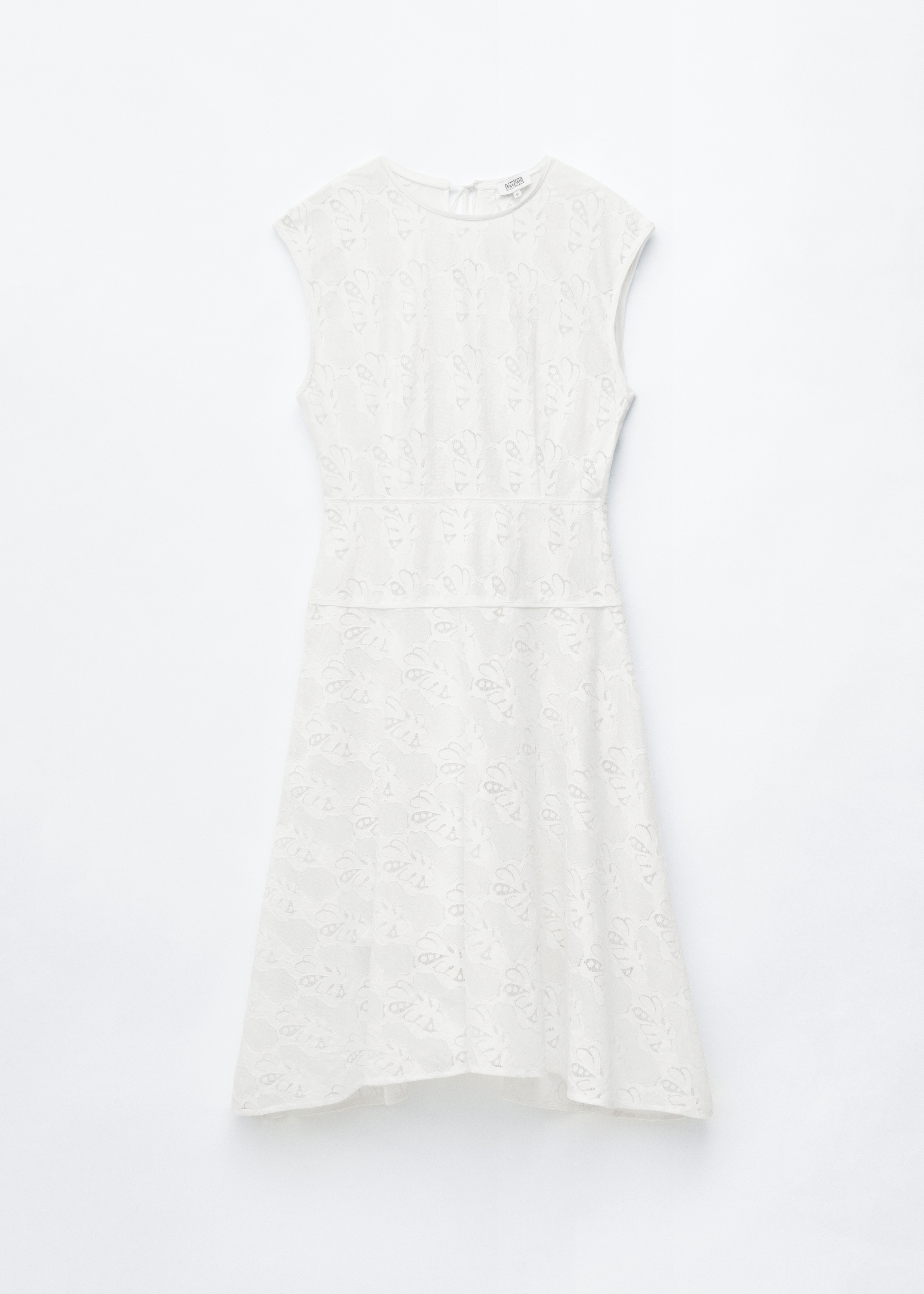 Vestido midi de encaje con falda cortada al bies - Blanco
