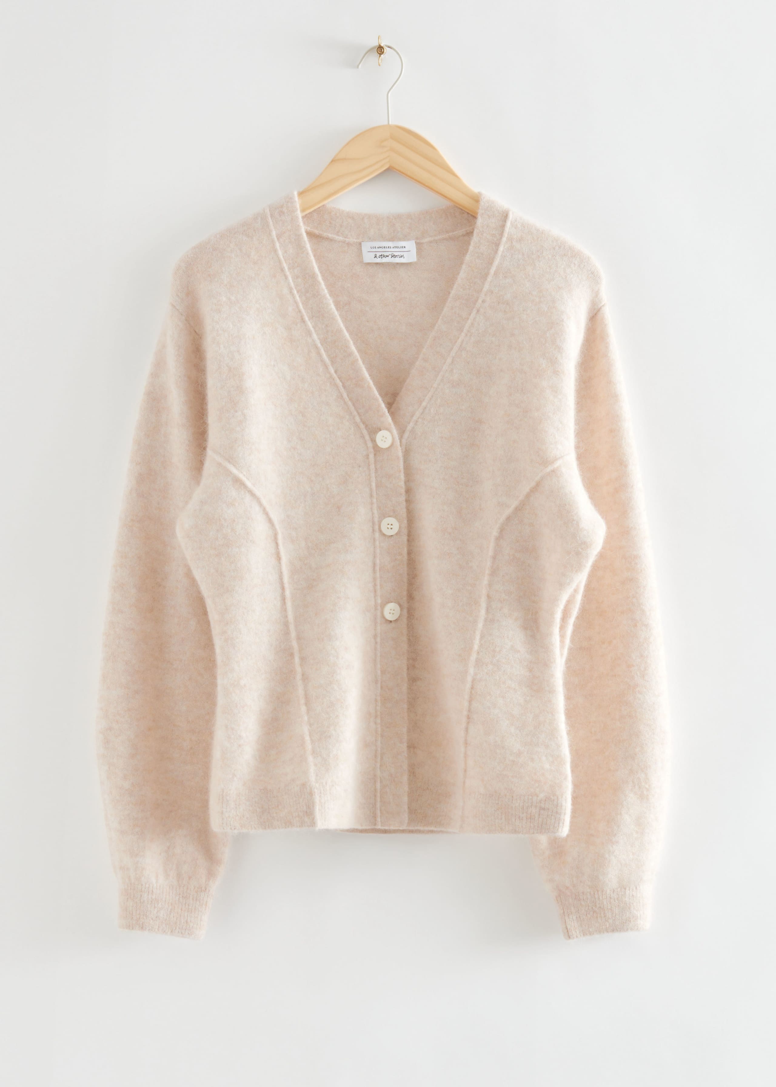 Boiled Wool Look Cardigan - Beige - Still Life