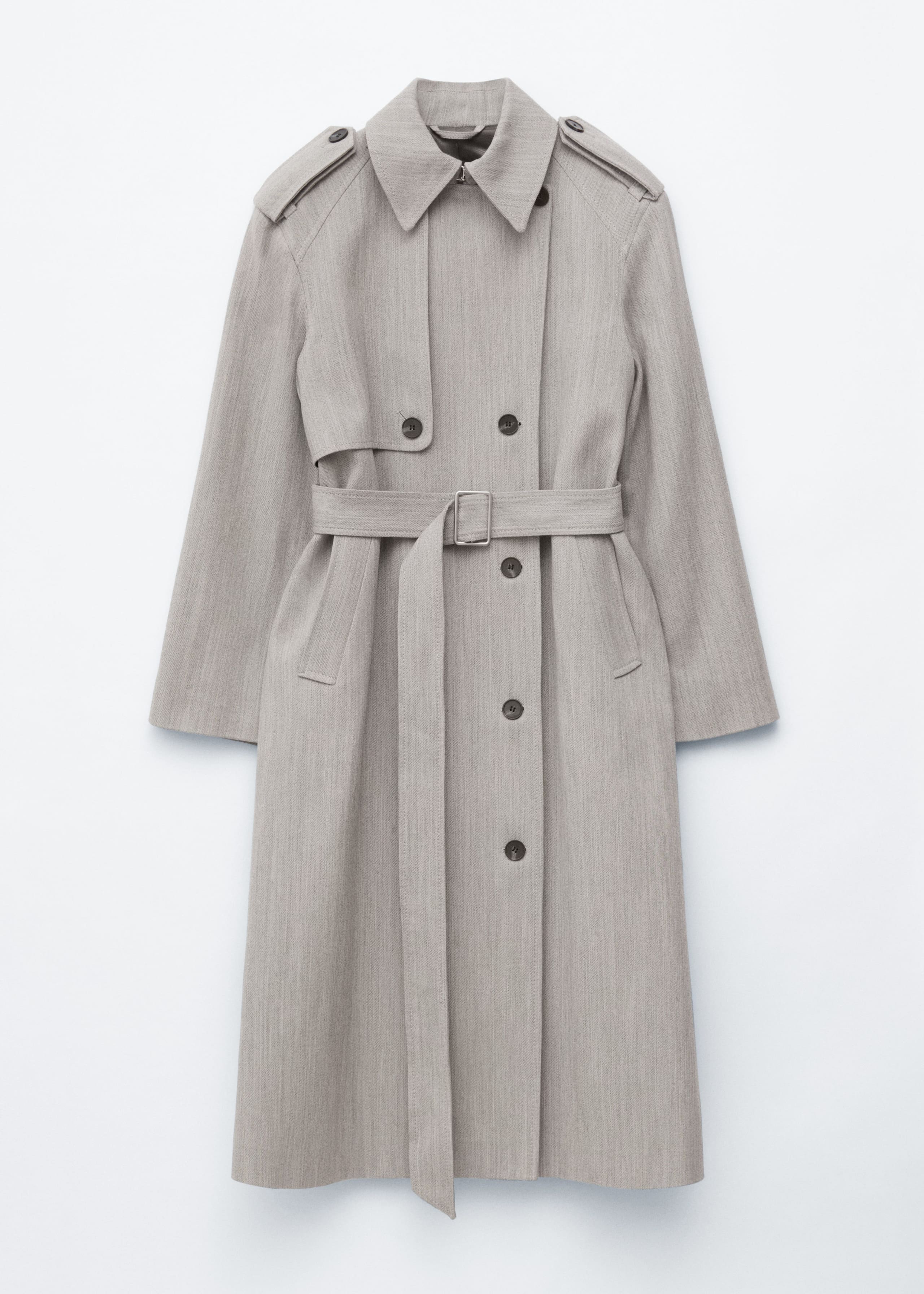 Image of Wool Tie-Belt Trench Coat