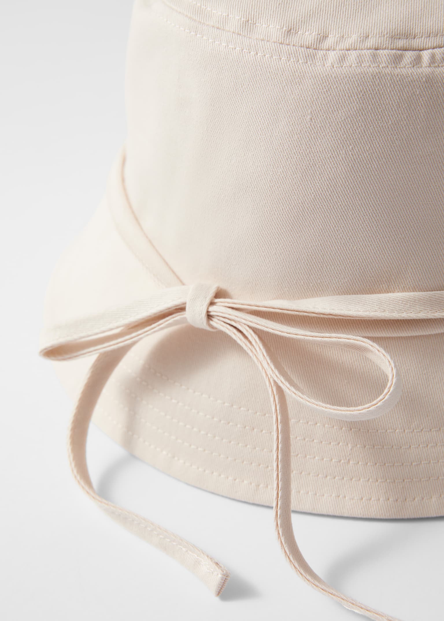 Pălărie tip găleată cu fundă - Crem/Denim - 4