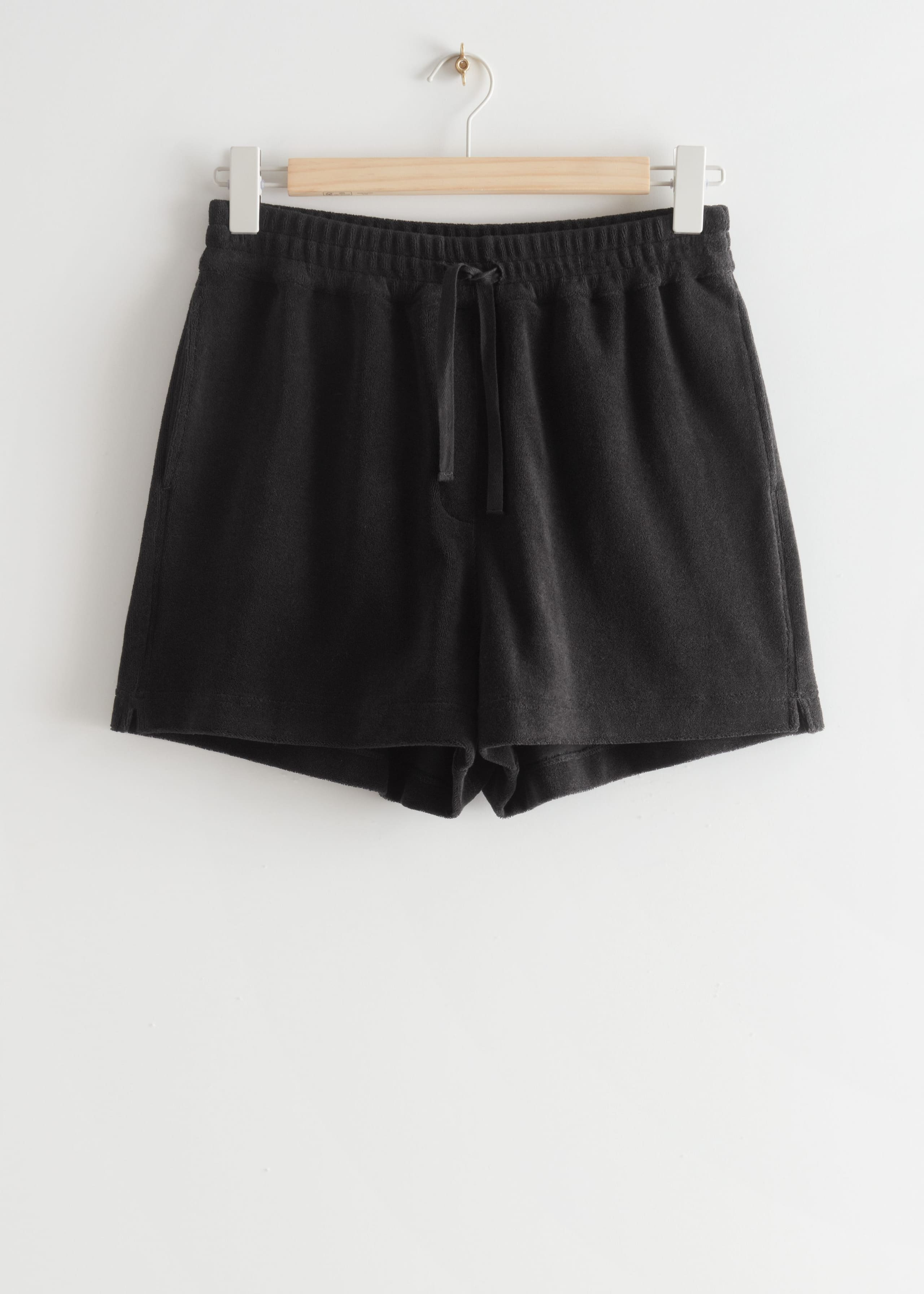 Relaxed Terry Shorts - Black - Bodegón