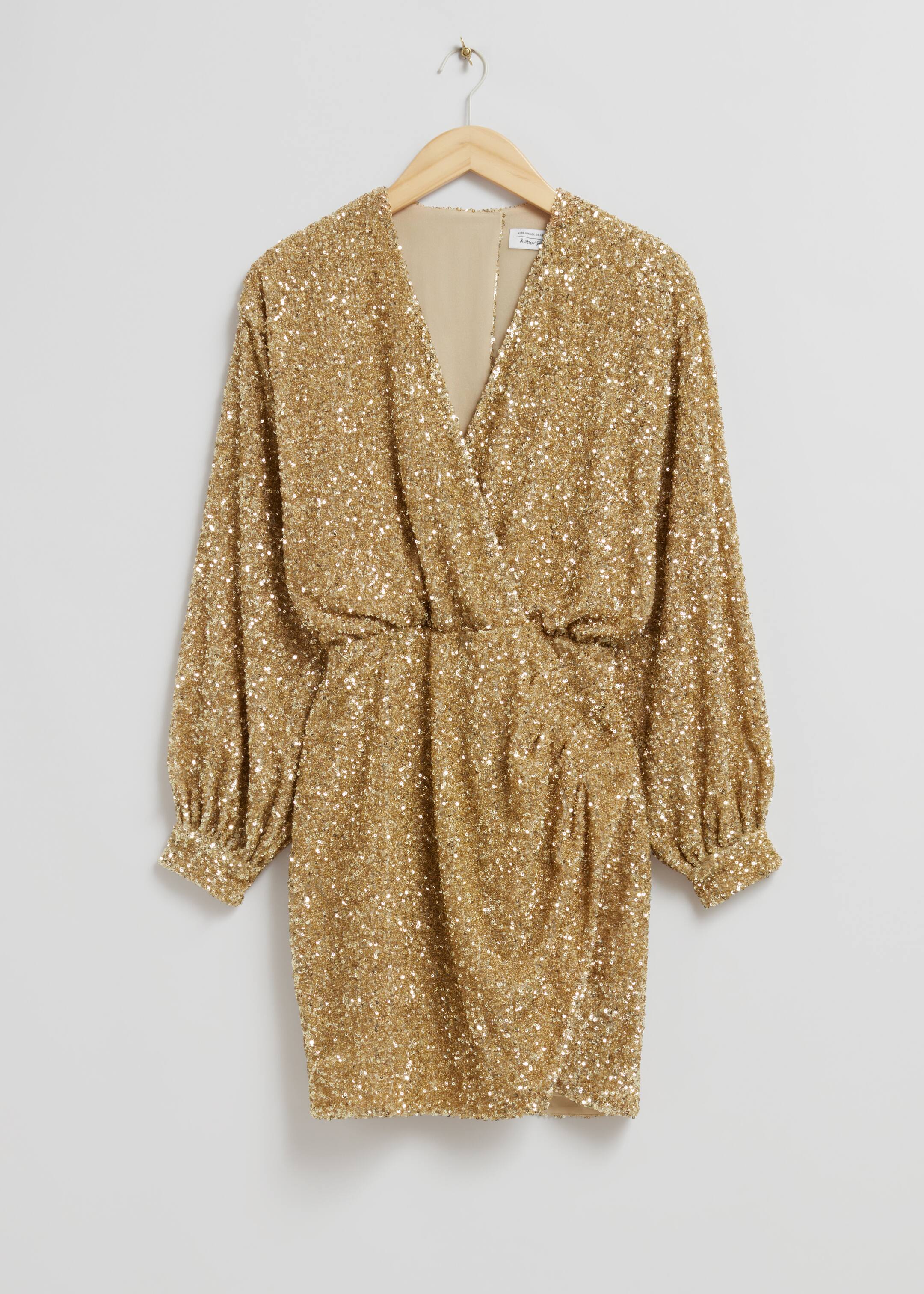 Größeres Bild ansehen: Pailletten-Minikleid mit Wickeleffekt - Gold - Ladies | H&M DE 1