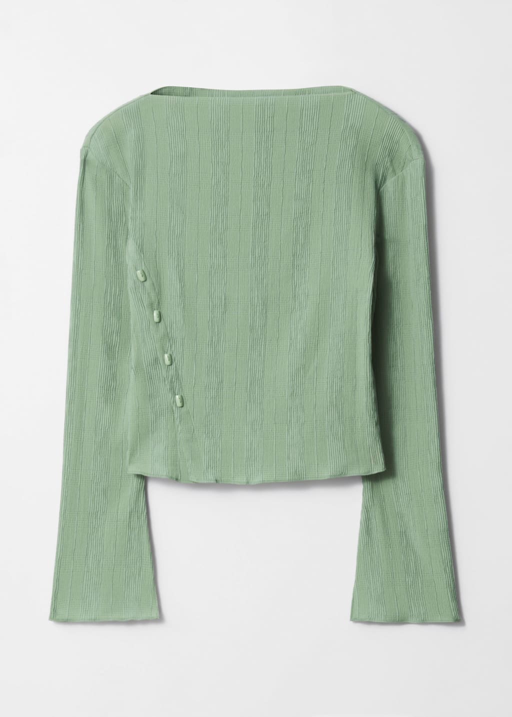 Image of Boat-Neck Flared-Sleeve Top
