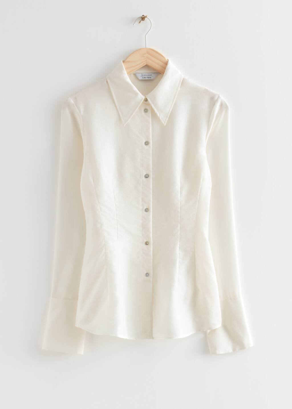 Fitted90sStyleSilkShirt - White - Natura morta