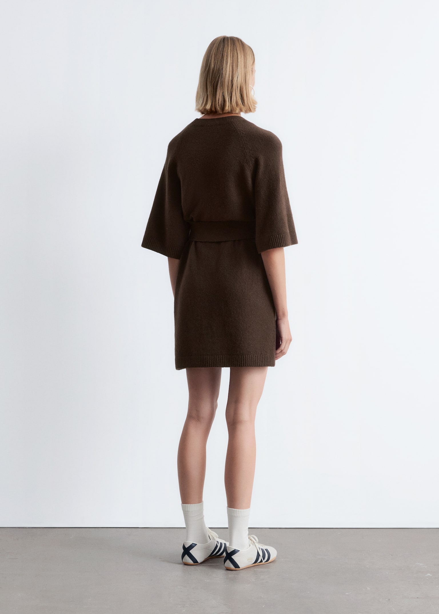Knitted T-Shirt Mini Dress - Dark Brown/Dark Red - 7