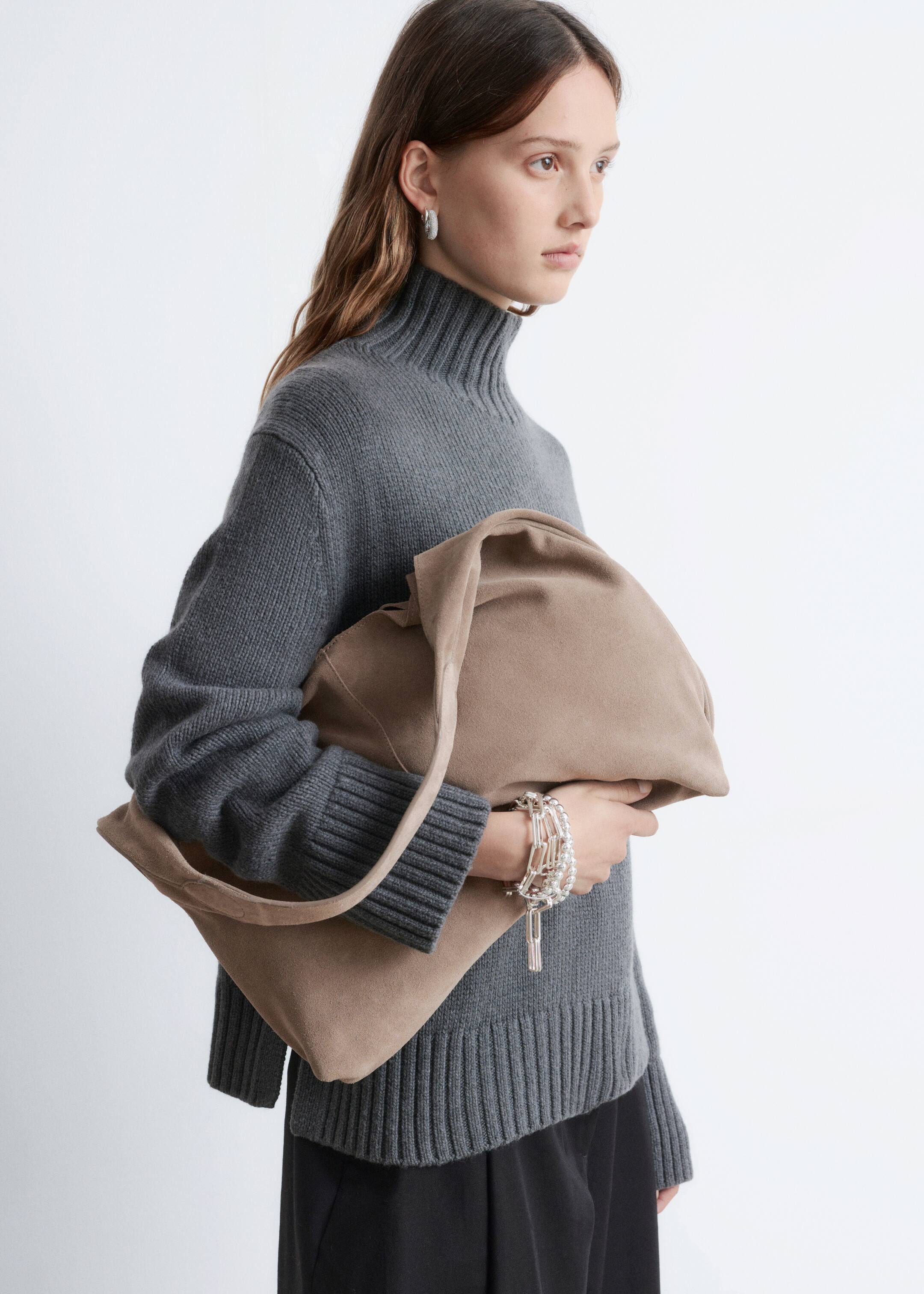 Agrandir l'image: Grand sac cabas en daim - Taupe - FEMME | H&M FR 1