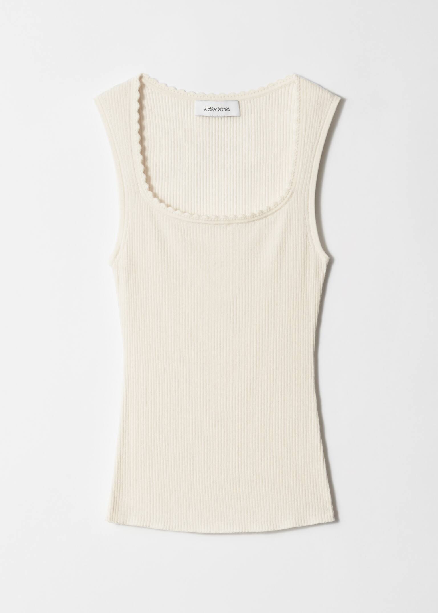 Canotta con lavorazione a coste - Crema/Rosso scuro - 2