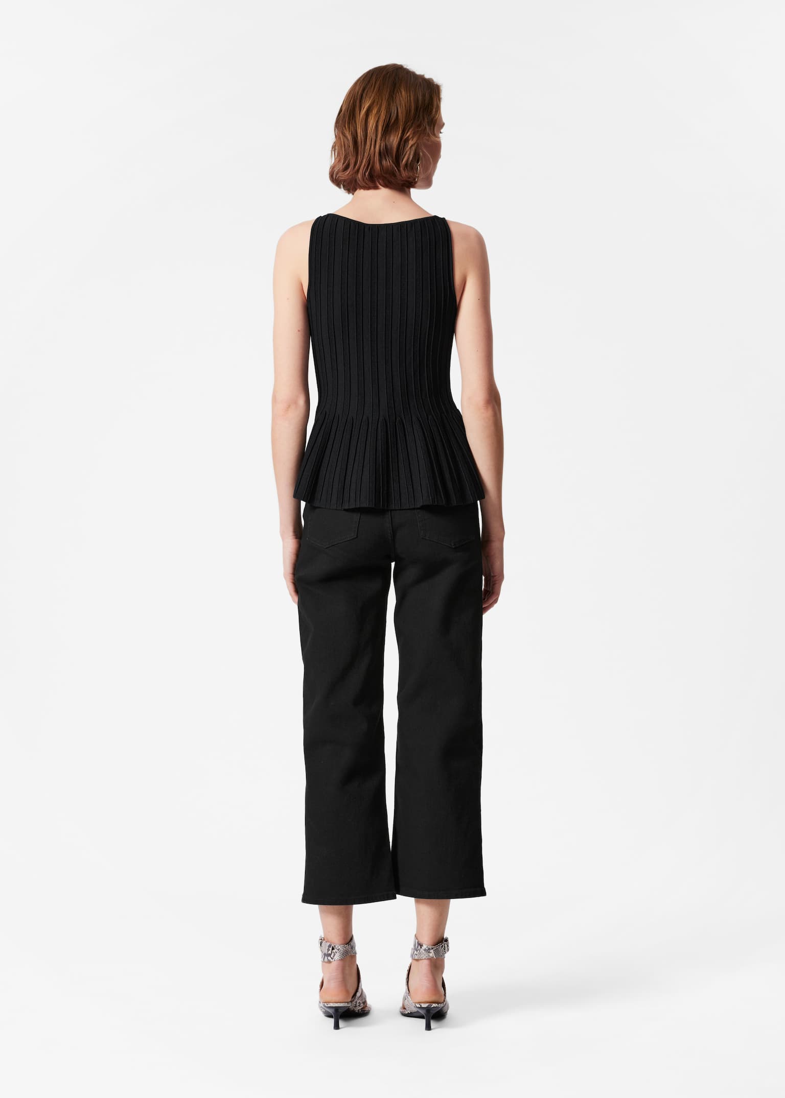 Haut côtelé à basque - Noir/Couleur crème - 4