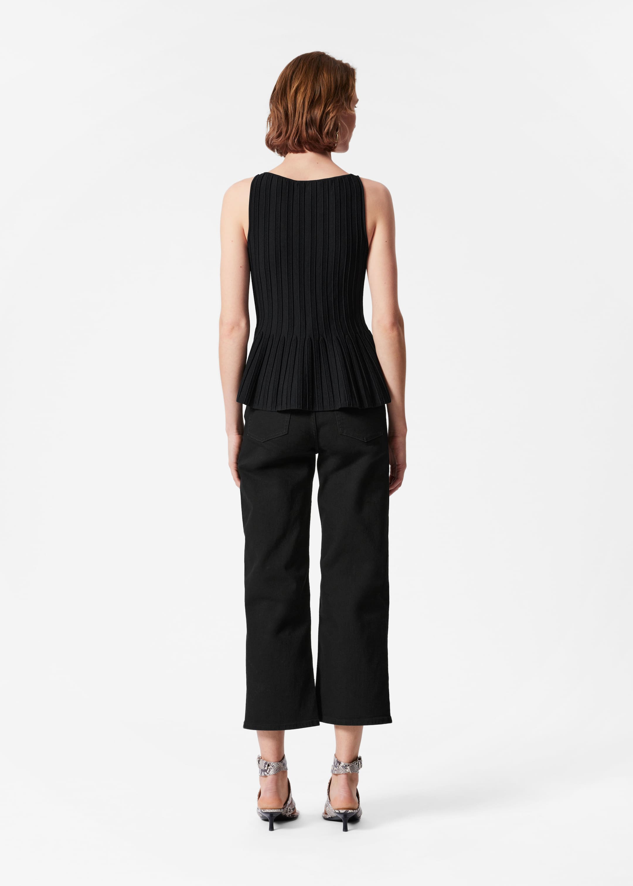 Προβολή μεγαλύτερης εικόνας: Rib-Knit Peplum Top - Μαύρο - Ladies | H&M GR 4