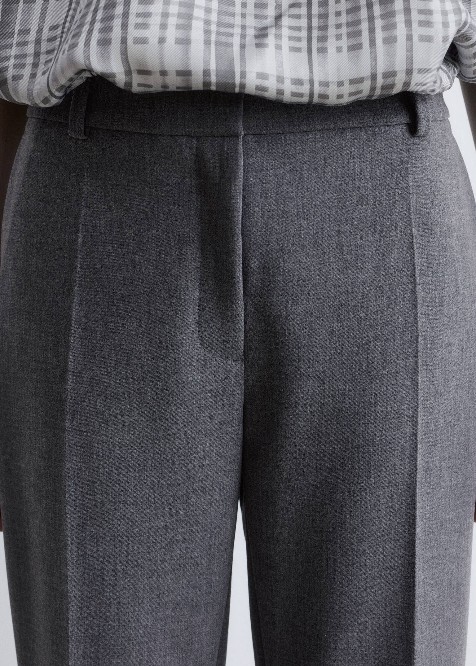 Broek met persplooien - Grijs/Donkerbruin - 4