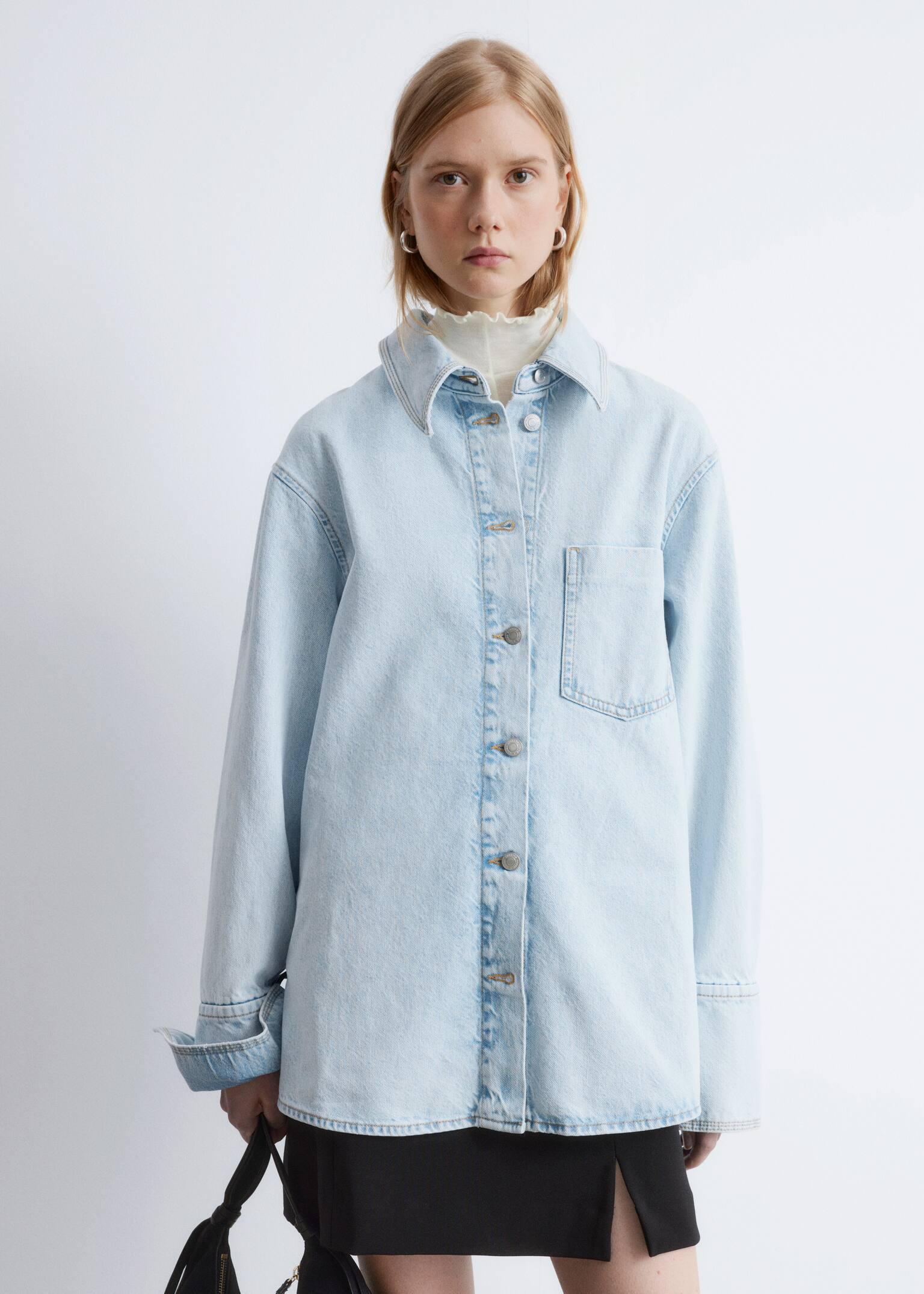 Oversized-Jeansbluse - Hellblau - 3