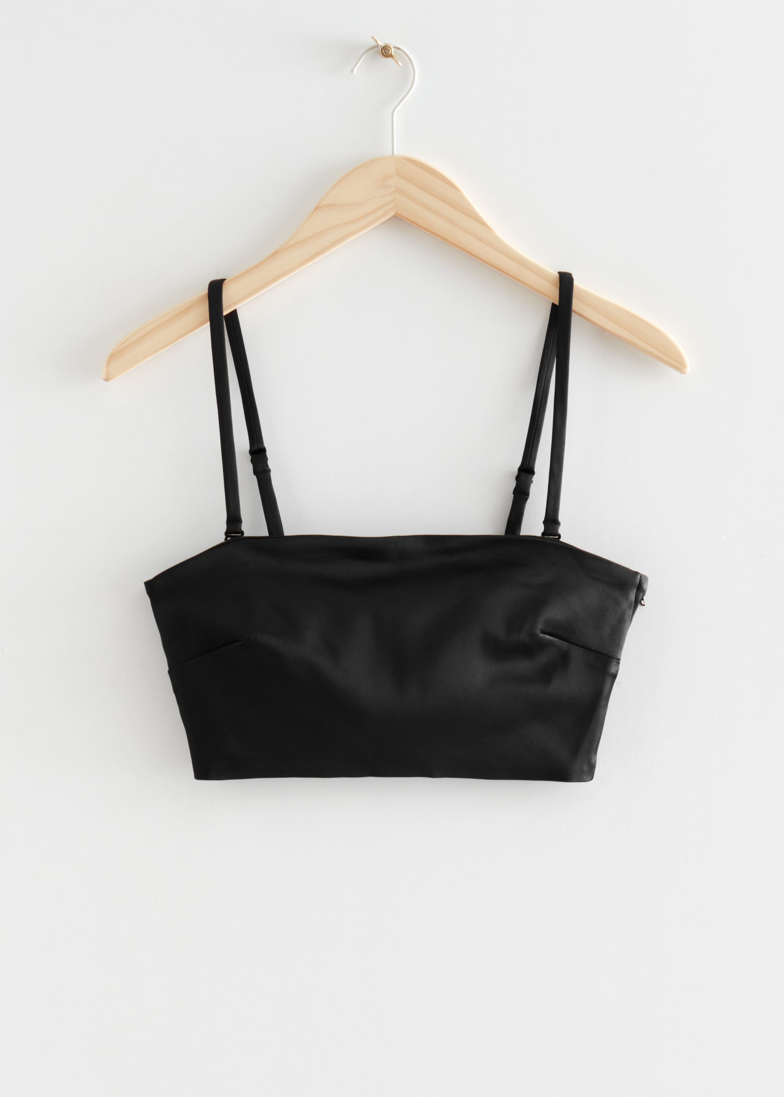 Strappy Satin Crop Top - Black - Still Life