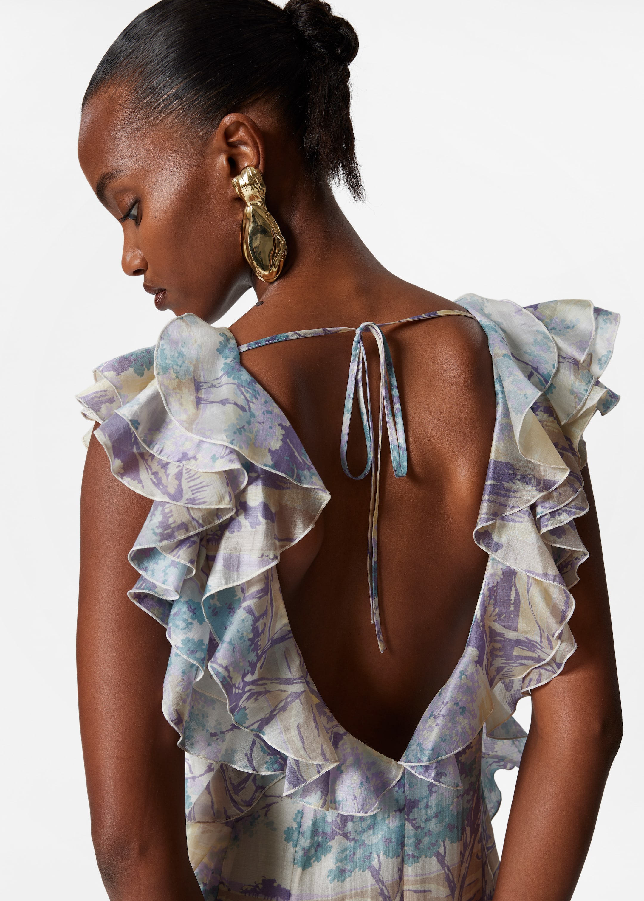 Visualizza immagine più grande: Maxi abito con gale - Stampa giallo/viola - DONNA | H&M IT 2