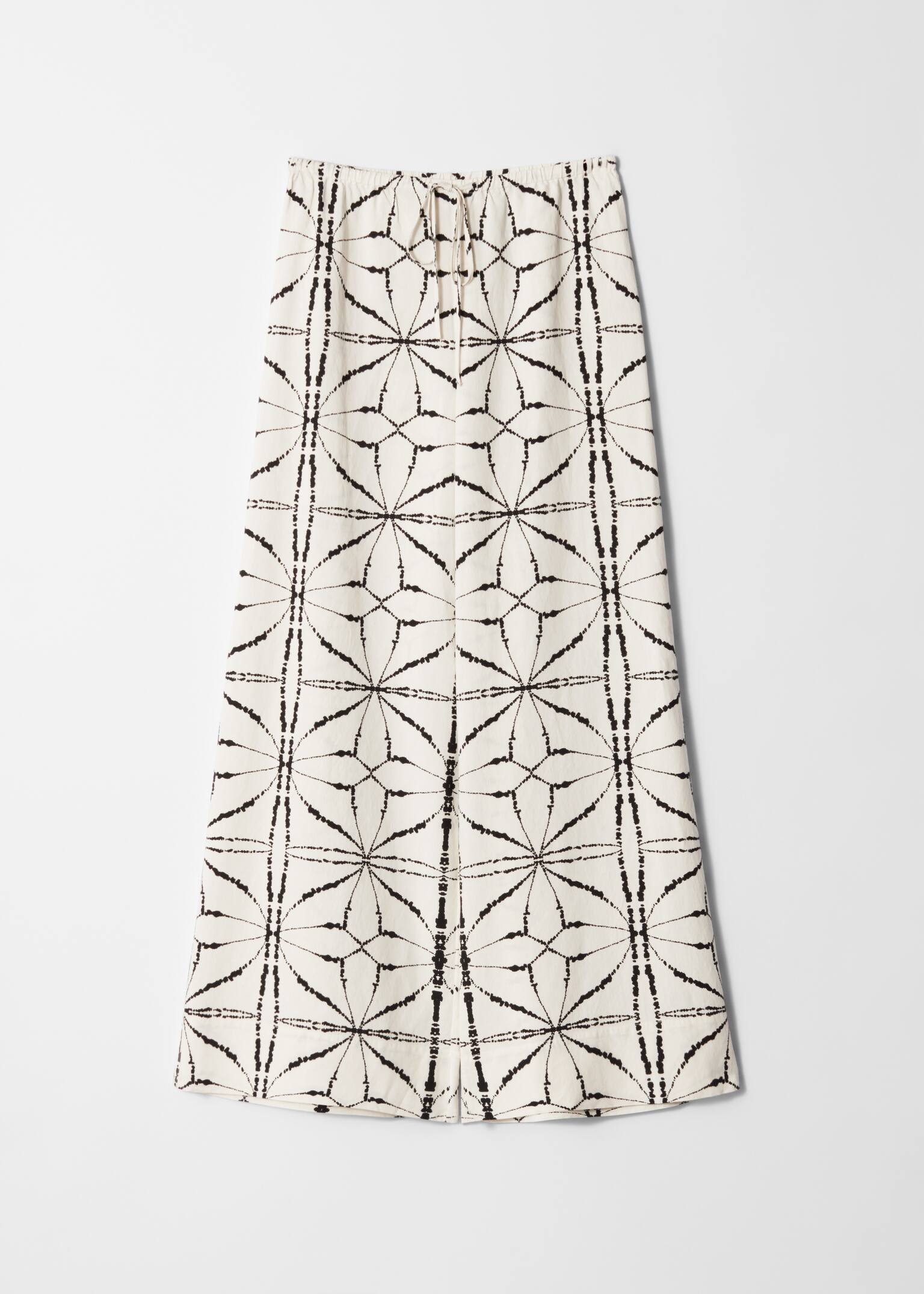 Pantaloni relaxați cu șnur - White/Black Pattern/Roșu