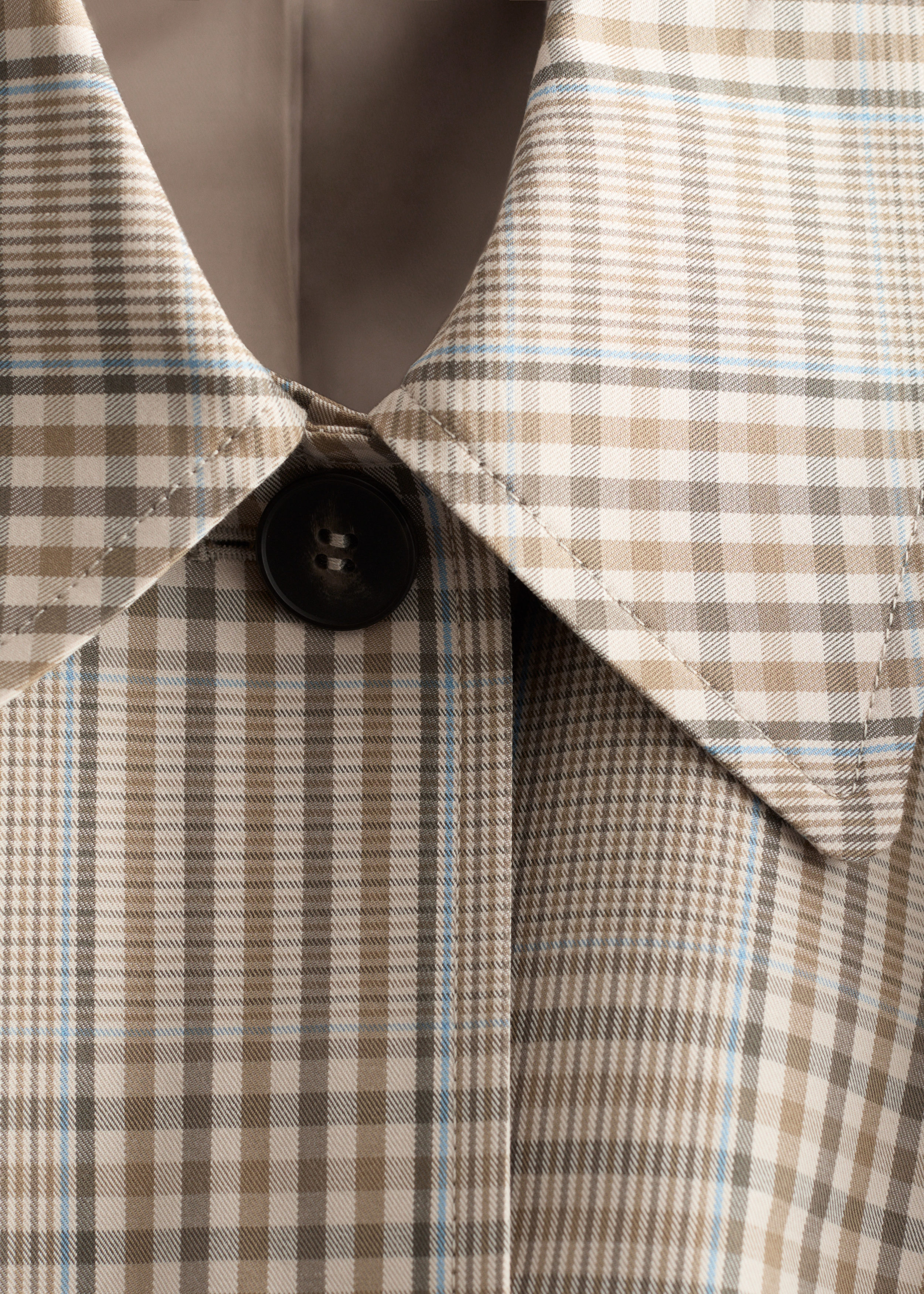 Checked Buckle-Belt Trench Coat - Beige/Checked - Coats | & Other