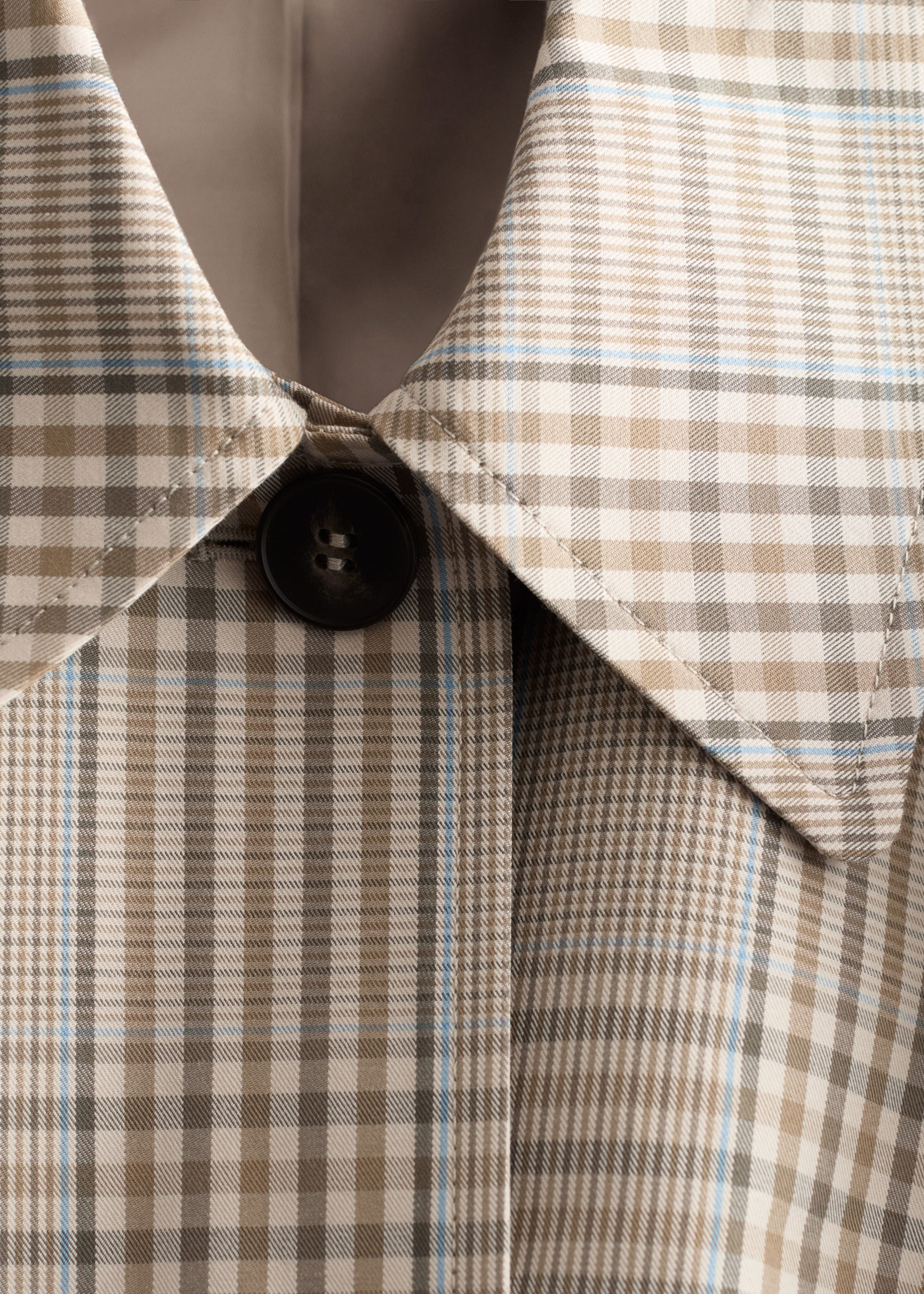 Image of Checked Buckle-Belt Trench Coat