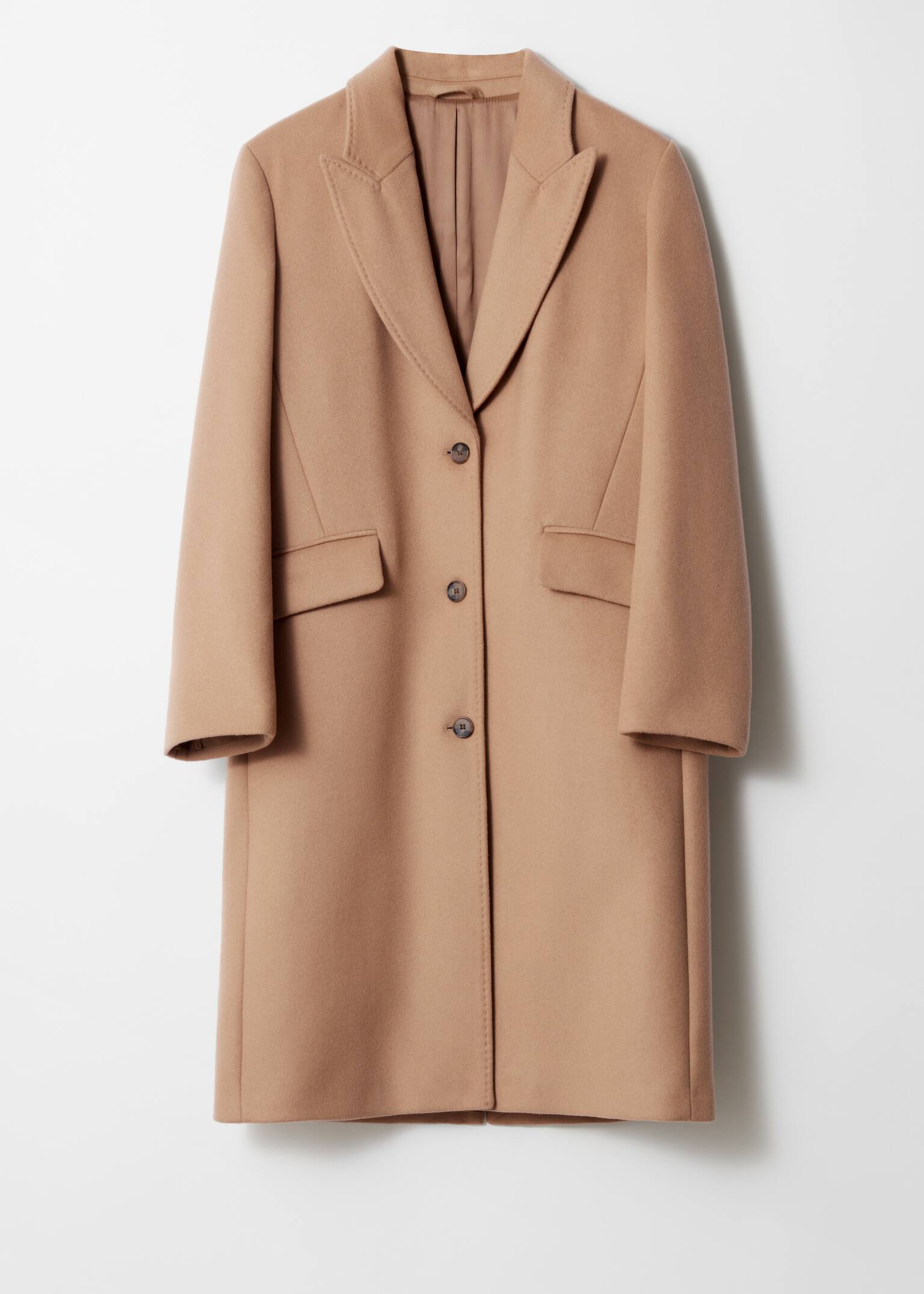 Tailored Single-Breasted Coat - Camel/Black
