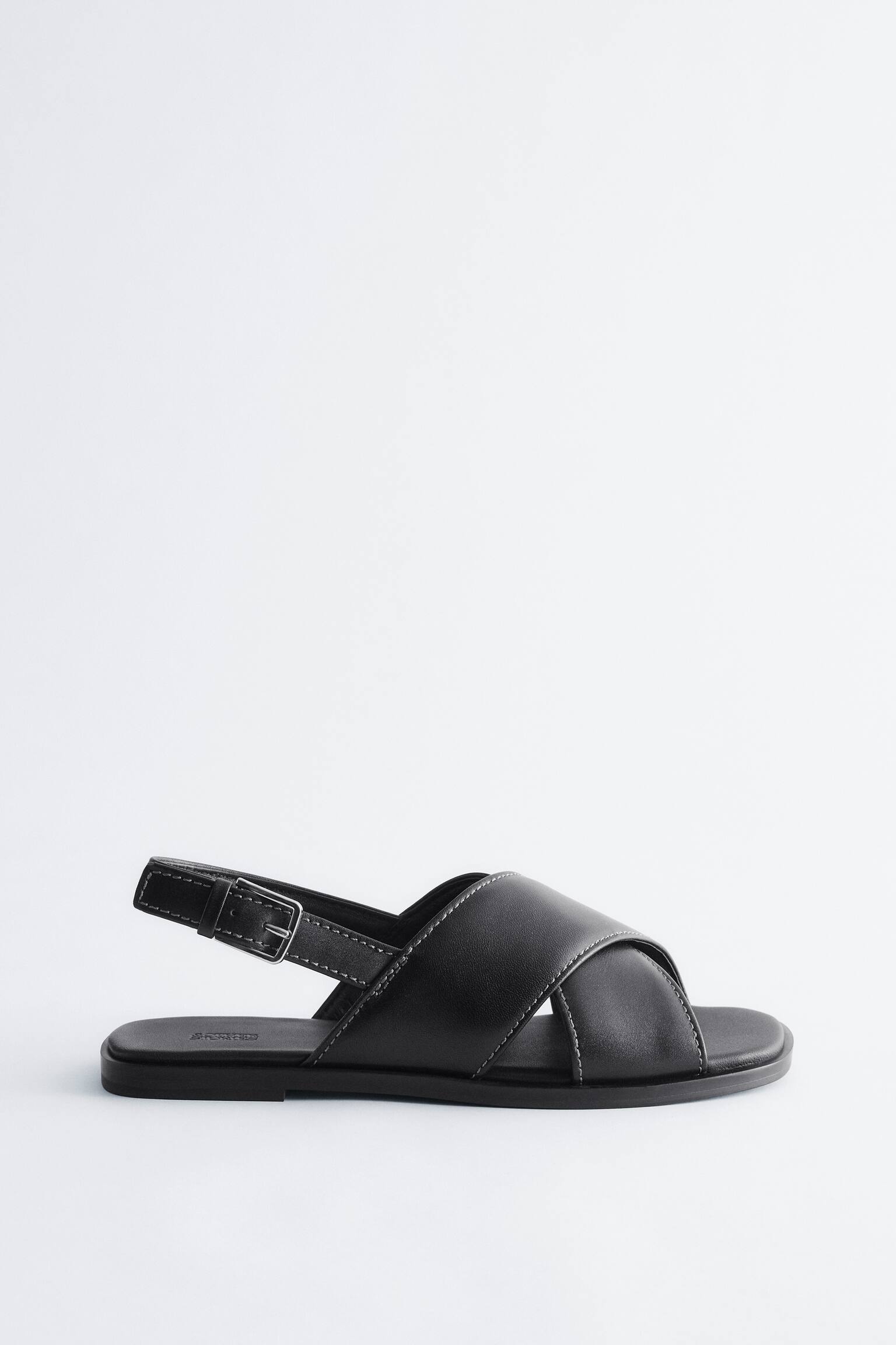 Crossover-Sandalen aus Leder - Schwarz - 1
