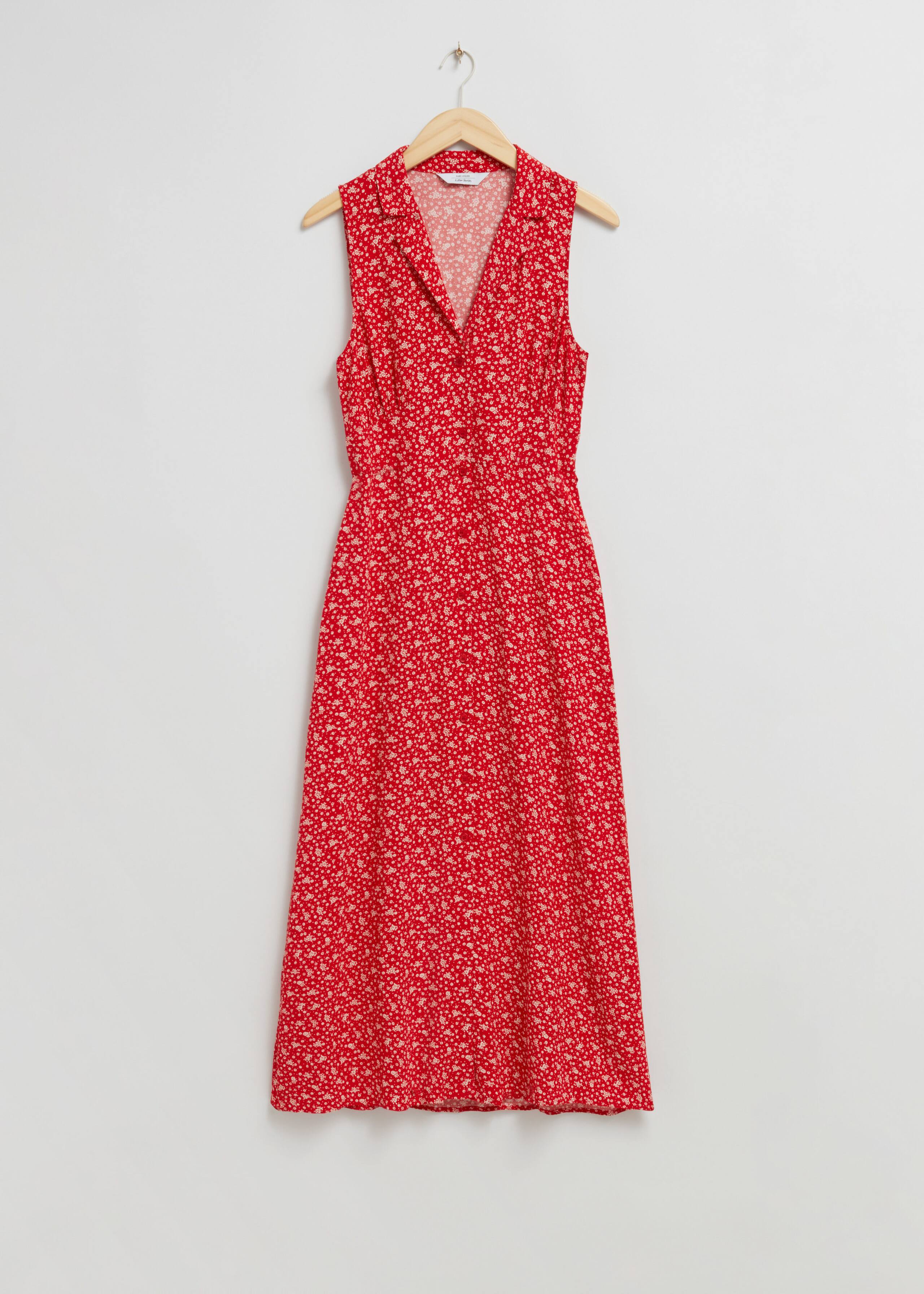 Robe-chemise midi à col - Imprimé rouge éclatant - Still Life