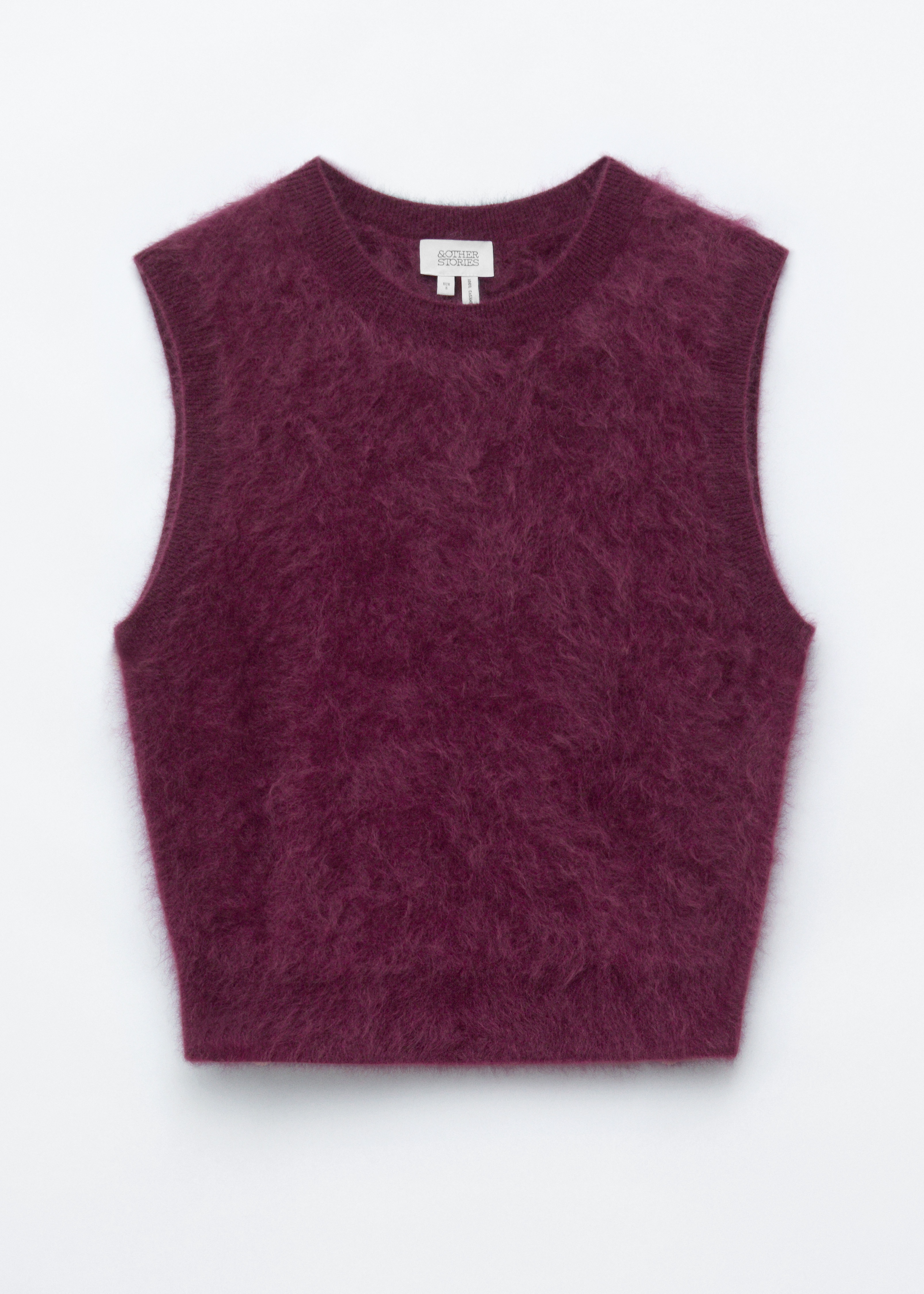 Gilet in cashmere spazzolato - Rosso scuro/Grigio