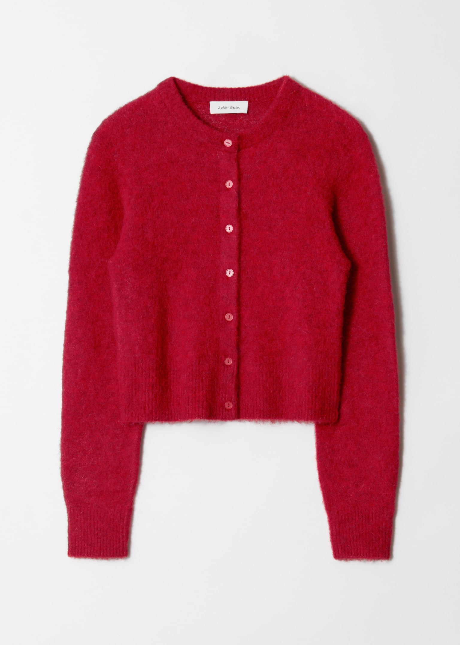 Strickjacke aus Alpaka-Mix - Dunkelrot/Greige/Dunkelblau - 2