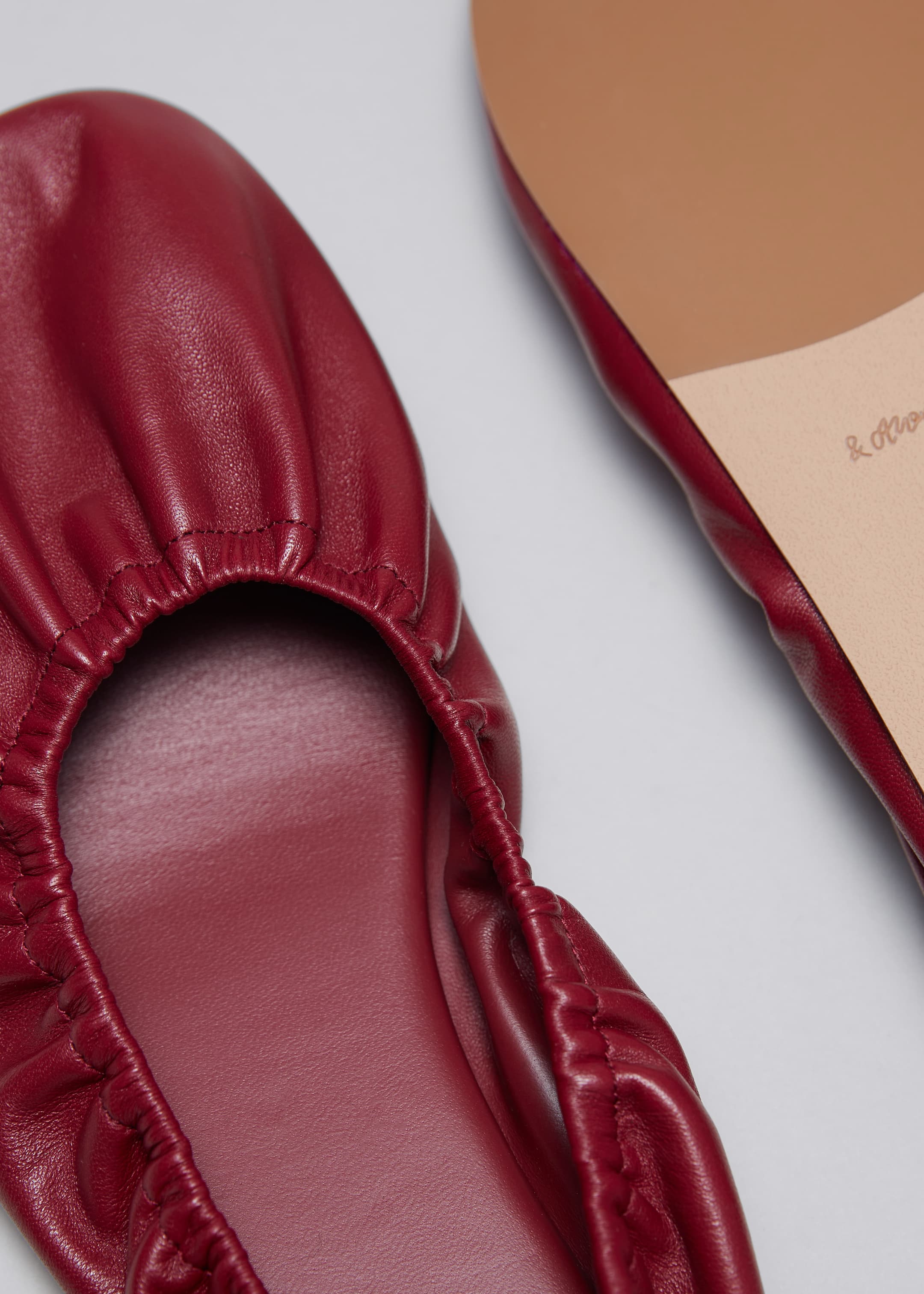 View larger image: Ruched Leather Ballet Flats - Burgundy - Ladies | H&M GB 4