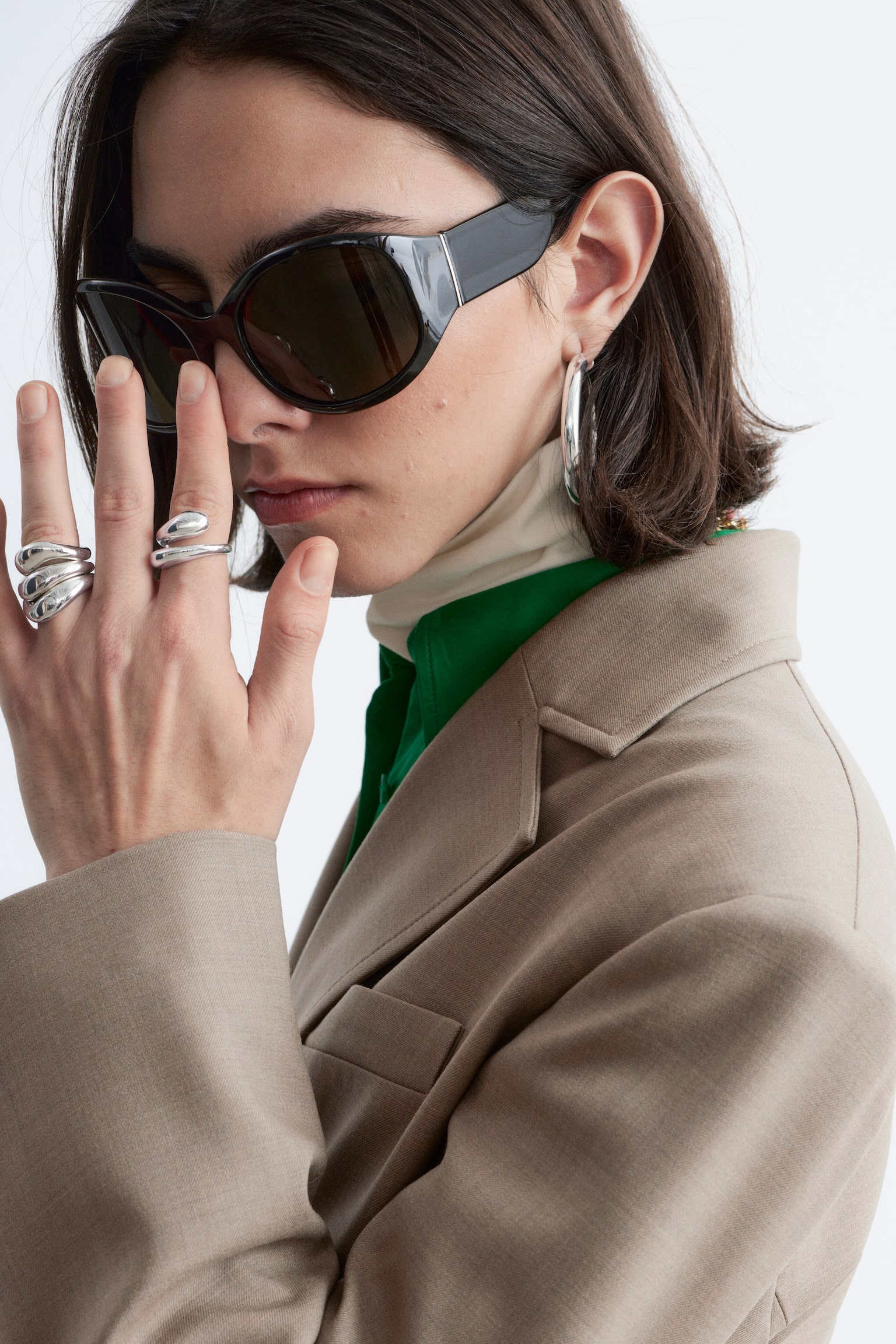 Blazer i merinoull med intagen midja - Mullvad - 9